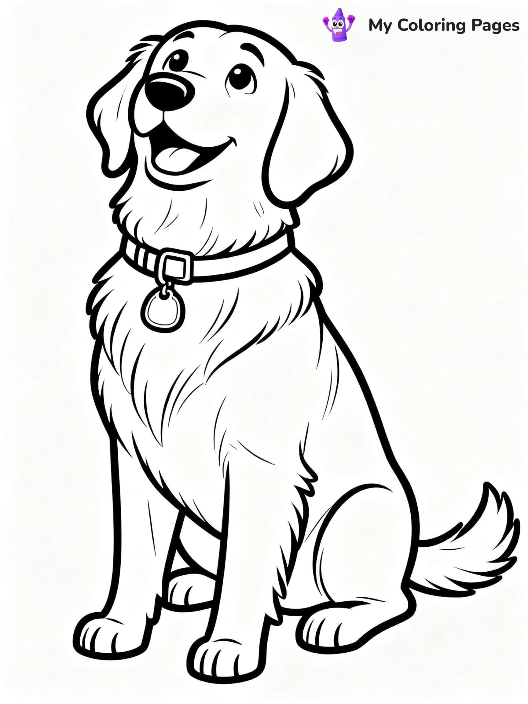 Realistic Golden Retriever Coloring Pages - 9