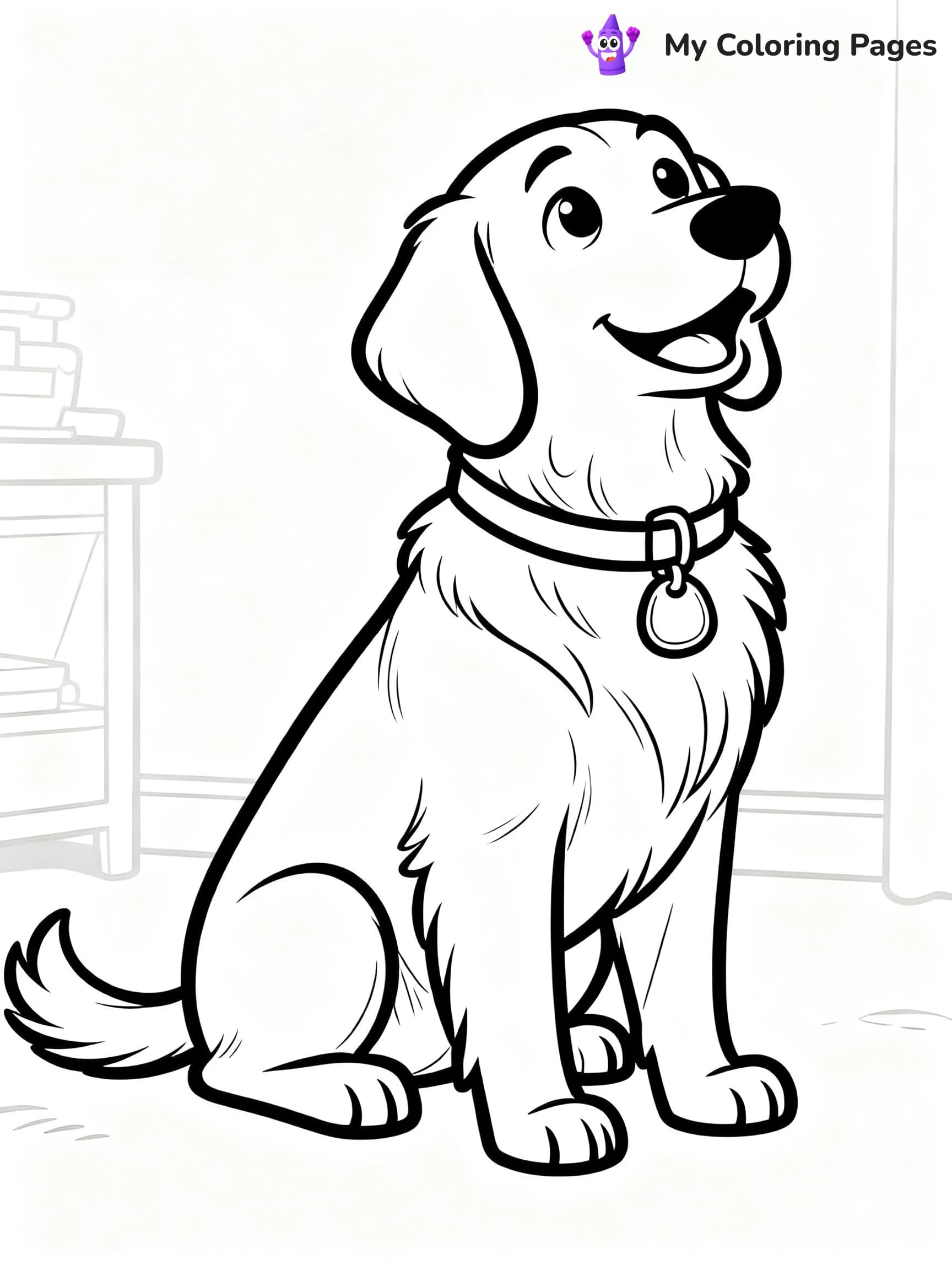 Realistic Golden Retriever Coloring Pages - 8
