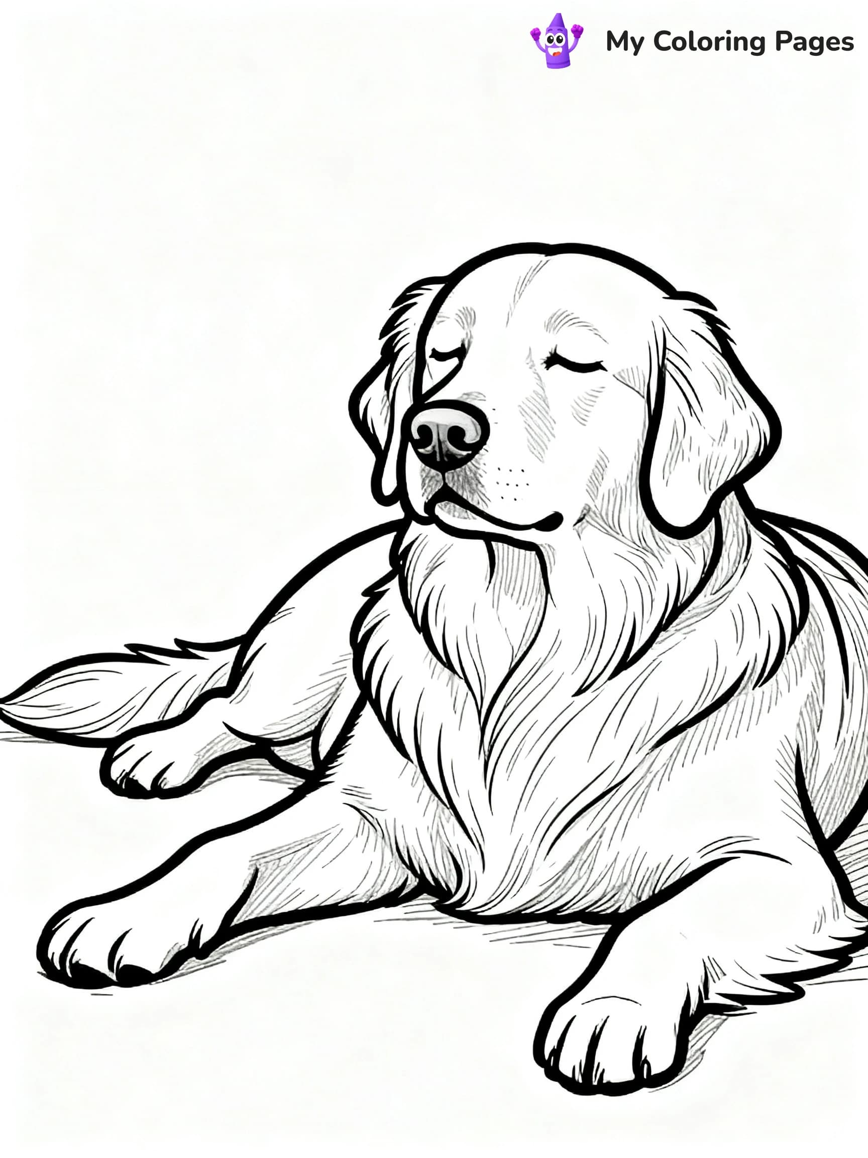 Realistic Golden Retriever Coloring Pages - 5