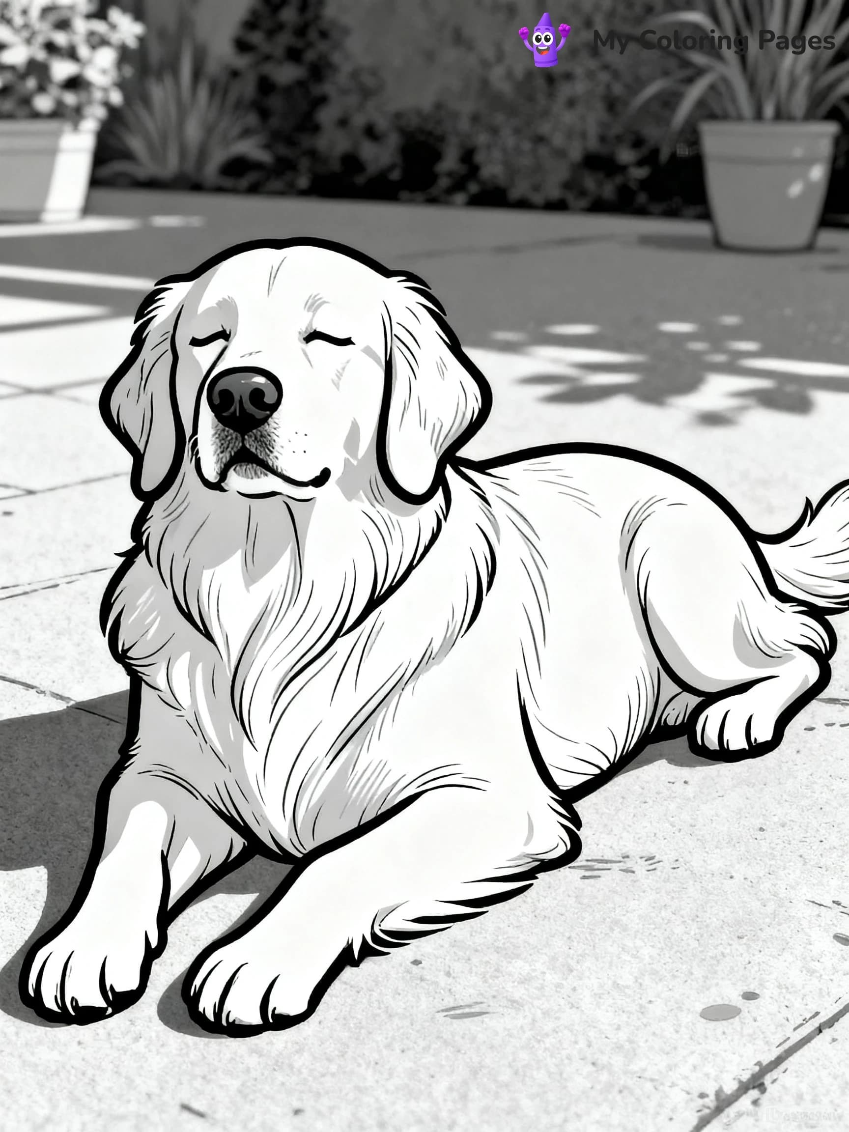 Realistic Golden Retriever Coloring Pages - 4