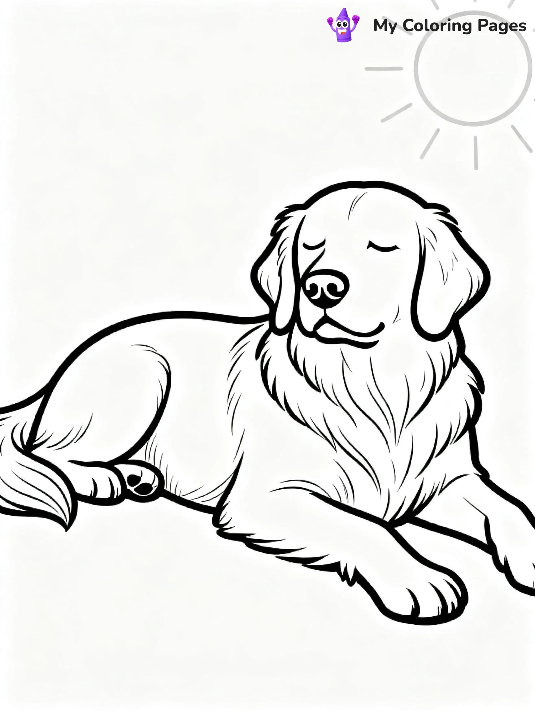 Realistic Golden Retriever Coloring Pages - 2