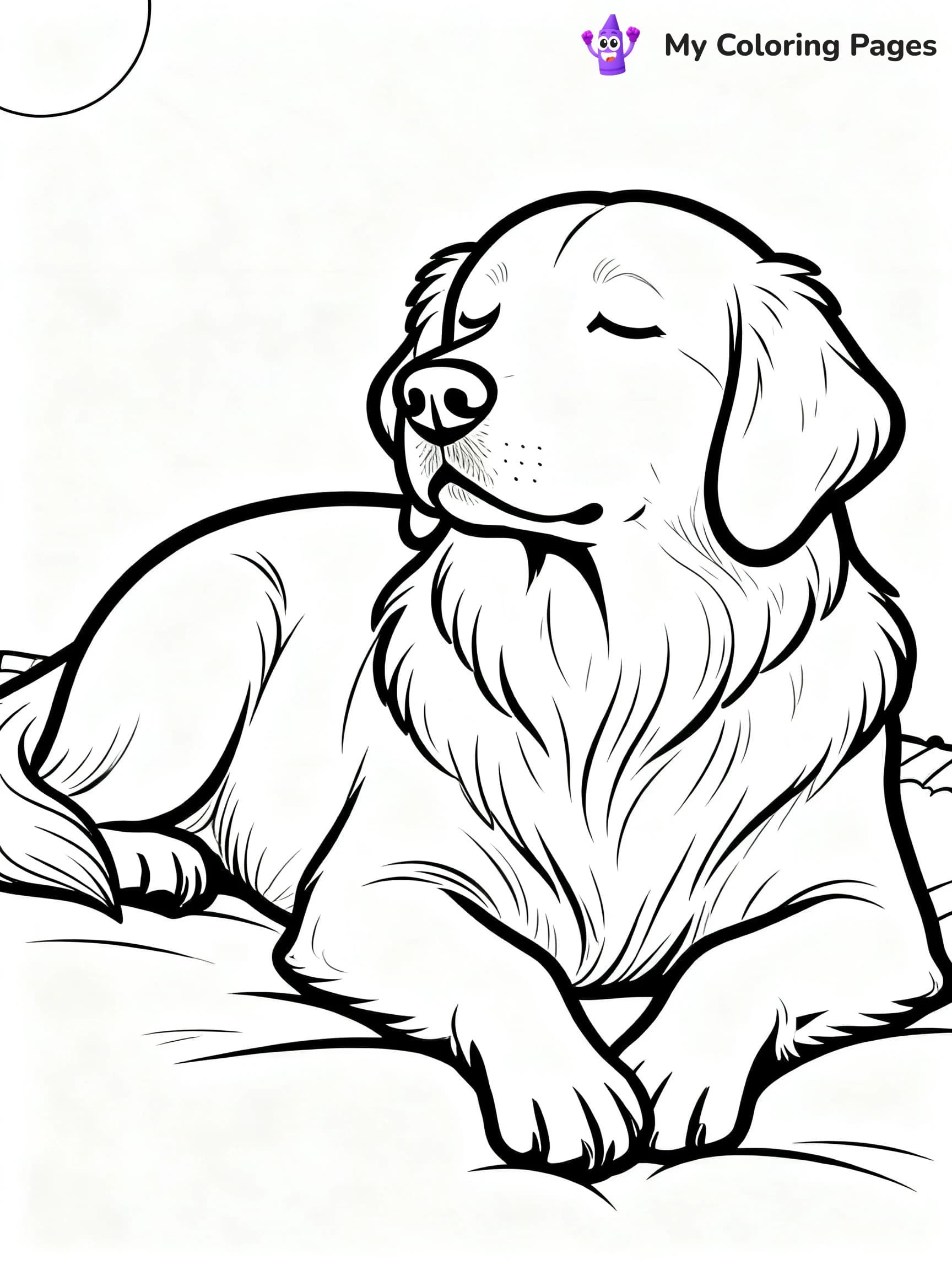 Realistic Golden Retriever Coloring Pages - 1