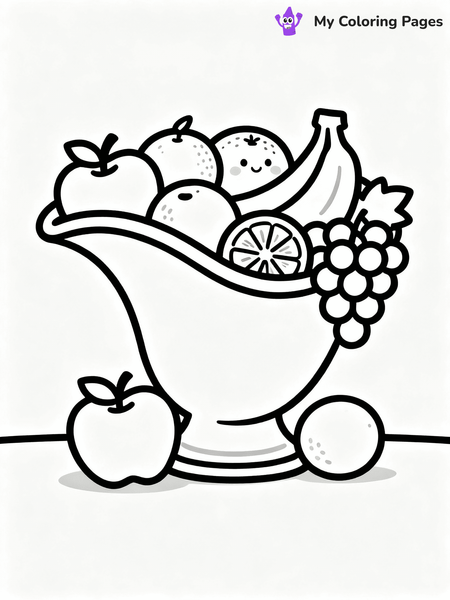 ⚠️ CRITICAL REQUIREMENT - ABSOLUTE BLACK AND WHITE ONLY ⚠️
This MUST be a BLACK AND WHITE line drawing ONLY. NO COLORS whatsoever.
- ONLY pure black lines (#000000) on pure white background (#FFFFFF)
- ABSOLUTELY NO colors, NO shading, NO gradients, NO grayscale
- If there are ANY colors in the output, the image is REJECTED
- This is a COLORING PAGE - meant to be COLORED IN by children
- The output must be UNCOLORED line art ready for coloring
⚠️ SUBJECT TO DRAW: Bountiful cornucopia overflowing with fruits
(REMEMBER: Output must be BLACK AND WHITE line art only, NOT colored!)
# Flat, Friendly Cartoon Line-Art Coloring Page (Seedream 4.0 Master Prompt)
You are generating a **pure black-and-white binary image** of a child-friendly cartoon scene combining characters and background scenery in one cohesive composition.
## Rendering Rules (Strict)
- Only two colors: pure black (#000000) outlines and pure white (#FFFFFF) background.
- No grayscale, shading, gradients, tints, fills, transparency, or partial pixels.
- No antialiasing or blended edges; every pixel is 100% black or white.
- No solid black fills inside shapes — all areas inside outlines must remain white.
- No dark clothing areas or filled tone blocks; all garments outlined only.
- No shadows, textures, lighting, or tonal variations.
- Must look like flat binary vector line-art for coloring pages.
## Drawing & Composition
- **Medium, consistent line weight**; clean closed outlines easy to color inside.
- **Flat, simple, child-friendly design** — no realism or 3D depth.
- Characters are **grounded on a surface**, centered and large.
- **Balanced composition** with clear silhouettes and minimal props.
## Scenery & Style
- Landmarks (e.g., mosque, CN Tower) and scenery (trees, benches, waves) drawn with **black outlines only.**
- For real-world figures, teams, or places, show accurate details using only black outlines—no text or logos. Use distinctive uniform patterns, abstract symbols, and landmark silhouettes to convey identity.
- Keep **consistent perspective**; no floating elements.
- **Style:** whimsical **Doodle Art Alley** — rounded, friendly outlines.
- May adapt shapes from **Crayola, Disney, Peppa Pig, Cocomelon** — *by shape only, never color.*
- Final output: **flat, crisp, binary (#000000/#FFFFFF)**, **no filled color or background text.**
⚠️ FINAL REMINDER: Draw the subject "Bountiful cornucopia overflowing with fruits" as BLACK AND WHITE line art. Zero colors in output.