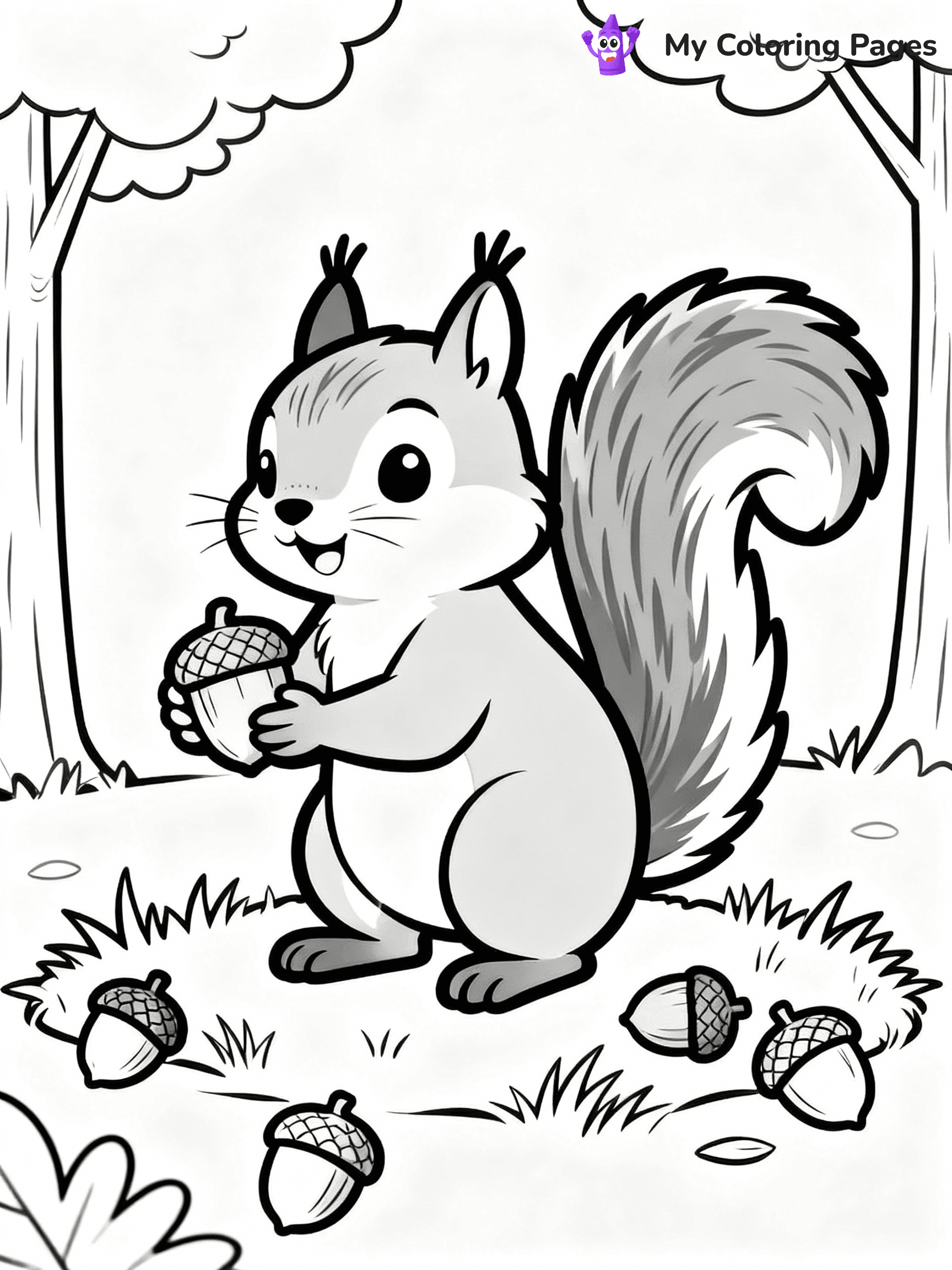 ⚠️ CRITICAL REQUIREMENT - ABSOLUTE BLACK AND WHITE ONLY ⚠️
This MUST be a BLACK AND WHITE line drawing ONLY. NO COLORS whatsoever.
- ONLY pure black lines (#000000) on pure white background (#FFFFFF)
- ABSOLUTELY NO colors, NO shading, NO gradients, NO grayscale
- If there are ANY colors in the output, the image is REJECTED
- This is a COLORING PAGE - meant to be COLORED IN by children
- The output must be UNCOLORED line art ready for coloring
⚠️ SUBJECT TO DRAW: Squirrel collecting acorns for winter
(REMEMBER: Output must be BLACK AND WHITE line art only, NOT colored!)
# Flat, Friendly Cartoon Line-Art Coloring Page (Seedream 4.0 Master Prompt)
You are generating a **pure black-and-white binary image** of a child-friendly cartoon scene combining characters and background scenery in one cohesive composition.
## Rendering Rules (Strict)
- Only two colors: pure black (#000000) outlines and pure white (#FFFFFF) background.
- No grayscale, shading, gradients, tints, fills, transparency, or partial pixels.
- No antialiasing or blended edges; every pixel is 100% black or white.
- No solid black fills inside shapes — all areas inside outlines must remain white.
- No dark clothing areas or filled tone blocks; all garments outlined only.
- No shadows, textures, lighting, or tonal variations.
- Must look like flat binary vector line-art for coloring pages.
## Drawing & Composition
- **Medium, consistent line weight**; clean closed outlines easy to color inside.
- **Flat, simple, child-friendly design** — no realism or 3D depth.
- Characters are **grounded on a surface**, centered and large.
- **Balanced composition** with clear silhouettes and minimal props.
## Scenery & Style
- Landmarks (e.g., mosque, CN Tower) and scenery (trees, benches, waves) drawn with **black outlines only.**
- For real-world figures, teams, or places, show accurate details using only black outlines—no text or logos. Use distinctive uniform patterns, abstract symbols, and landmark silhouettes to convey identity.
- Keep **consistent perspective**; no floating elements.
- **Style:** whimsical **Doodle Art Alley** — rounded, friendly outlines.
- May adapt shapes from **Crayola, Disney, Peppa Pig, Cocomelon** — *by shape only, never color.*
- Final output: **flat, crisp, binary (#000000/#FFFFFF)**, **no filled color or background text.**
⚠️ FINAL REMINDER: Draw the subject "Squirrel collecting acorns for winter" as BLACK AND WHITE line art. Zero colors in output.