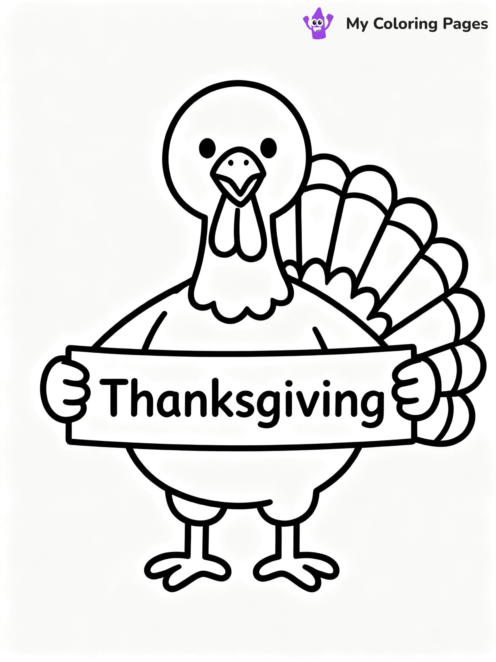 ⚠️ CRITICAL REQUIREMENT - ABSOLUTE BLACK AND WHITE ONLY ⚠️
This MUST be a BLACK AND WHITE line drawing ONLY. NO COLORS whatsoever.
- ONLY pure black lines (#000000) on pure white background (#FFFFFF)
- ABSOLUTELY NO colors, NO shading, NO gradients, NO grayscale
- If there are ANY colors in the output, the image is REJECTED
- This is a COLORING PAGE - meant to be COLORED IN by children
- The output must be UNCOLORED line art ready for coloring
⚠️ SUBJECT TO DRAW: Cartoon turkey holding a "Thanksgiving" banner
(REMEMBER: Output must be BLACK AND WHITE line art only, NOT colored!)
# Flat, Friendly Cartoon Line-Art Coloring Page (Seedream 4.0 Master Prompt)
You are generating a **pure black-and-white binary image** of a child-friendly cartoon scene combining characters and background scenery in one cohesive composition.
## Rendering Rules (Strict)
- Only two colors: pure black (#000000) outlines and pure white (#FFFFFF) background.
- No grayscale, shading, gradients, tints, fills, transparency, or partial pixels.
- No antialiasing or blended edges; every pixel is 100% black or white.
- No solid black fills inside shapes — all areas inside outlines must remain white.
- No dark clothing areas or filled tone blocks; all garments outlined only.
- No shadows, textures, lighting, or tonal variations.
- Must look like flat binary vector line-art for coloring pages.
## Drawing & Composition
- **Medium, consistent line weight**; clean closed outlines easy to color inside.
- **Flat, simple, child-friendly design** — no realism or 3D depth.
- Characters are **grounded on a surface**, centered and large.
- **Balanced composition** with clear silhouettes and minimal props.
## Scenery & Style
- Landmarks (e.g., mosque, CN Tower) and scenery (trees, benches, waves) drawn with **black outlines only.**
- For real-world figures, teams, or places, show accurate details using only black outlines—no text or logos. Use distinctive uniform patterns, abstract symbols, and landmark silhouettes to convey identity.
- Keep **consistent perspective**; no floating elements.
- **Style:** whimsical **Doodle Art Alley** — rounded, friendly outlines.
- May adapt shapes from **Crayola, Disney, Peppa Pig, Cocomelon** — *by shape only, never color.*
- Final output: **flat, crisp, binary (#000000/#FFFFFF)**, **no filled color or background text.**
⚠️ FINAL REMINDER: Draw the subject "Cartoon turkey holding a "Thanksgiving" banner" as BLACK AND WHITE line art. Zero colors in output.