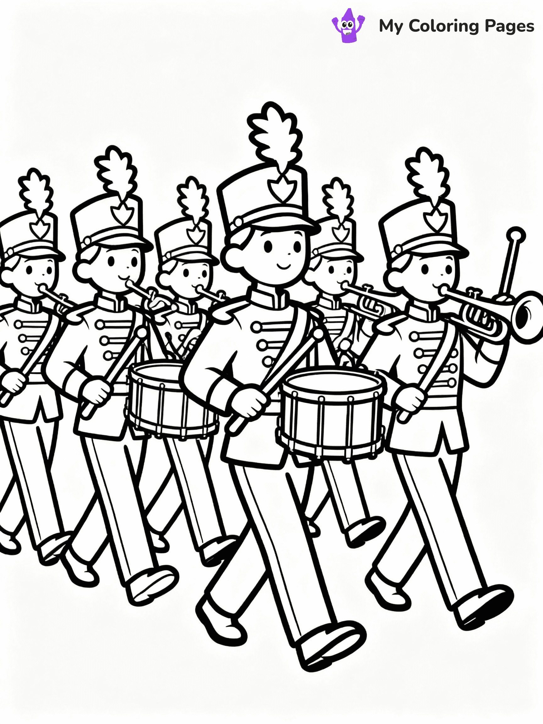 ⚠️ CRITICAL REQUIREMENT - ABSOLUTE BLACK AND WHITE ONLY ⚠️
This MUST be a BLACK AND WHITE line drawing ONLY. NO COLORS whatsoever.
- ONLY pure black lines (#000000) on pure white background (#FFFFFF)
- ABSOLUTELY NO colors, NO shading, NO gradients, NO grayscale
- If there are ANY colors in the output, the image is REJECTED
- This is a COLORING PAGE - meant to be COLORED IN by children
- The output must be UNCOLORED line art ready for coloring
⚠️ SUBJECT TO DRAW: Thanksgiving parade with marching band. Do not color in anything. No Grey.
(REMEMBER: Output must be BLACK AND WHITE line art only, NOT colored!)
# Flat, Friendly Cartoon Line-Art Coloring Page (Seedream 4.0 Master Prompt)
You are generating a **pure black-and-white binary image** of a child-friendly cartoon scene combining characters and background scenery in one cohesive composition.
## Rendering Rules (Strict)
- Only two colors: pure black (#000000) outlines and pure white (#FFFFFF) background.
- No grayscale, shading, gradients, tints, fills, transparency, or partial pixels.
- No antialiasing or blended edges; every pixel is 100% black or white.
- No solid black fills inside shapes — all areas inside outlines must remain white.
- No dark clothing areas or filled tone blocks; all garments outlined only.
- No shadows, textures, lighting, or tonal variations.
- Must look like flat binary vector line-art for coloring pages.
## Drawing & Composition
- **Medium, consistent line weight**; clean closed outlines easy to color inside.
- **Flat, simple, child-friendly design** — no realism or 3D depth.
- Characters are **grounded on a surface**, centered and large.
- **Balanced composition** with clear silhouettes and minimal props.
## Scenery & Style
- Landmarks (e.g., mosque, CN Tower) and scenery (trees, benches, waves) drawn with **black outlines only.**
- For real-world figures, teams, or places, show accurate details using only black outlines—no text or logos. Use distinctive uniform patterns, abstract symbols, and landmark silhouettes to convey identity.
- Keep **consistent perspective**; no floating elements.
- **Style:** whimsical **Doodle Art Alley** — rounded, friendly outlines.
- May adapt shapes from **Crayola, Disney, Peppa Pig, Cocomelon** — *by shape only, never color.*
- Final output: **flat, crisp, binary (#000000/#FFFFFF)**, **no filled color or background text.**
⚠️ FINAL REMINDER: Draw the subject "Thanksgiving parade with marching band. Do not color in anything. No Grey." as BLACK AND WHITE line art. Zero colors in output.