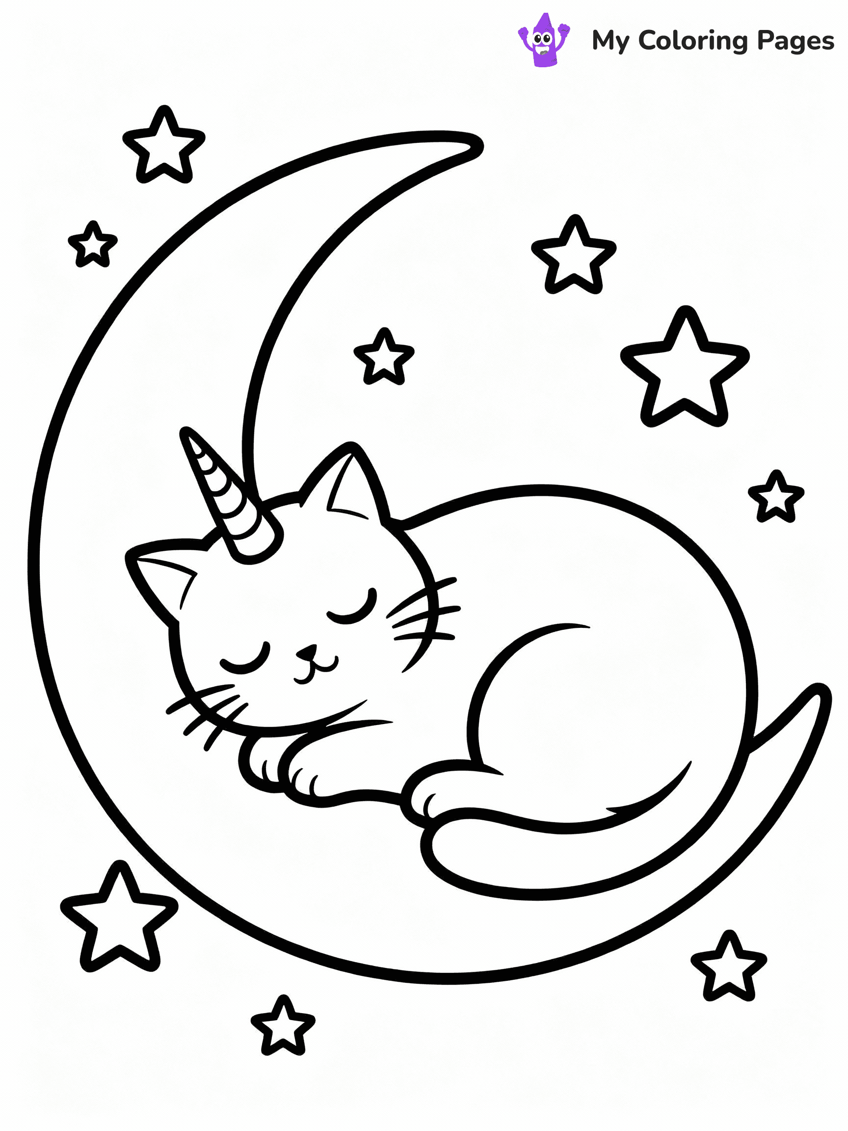 Unicorn Cat Coloring Pages - 35