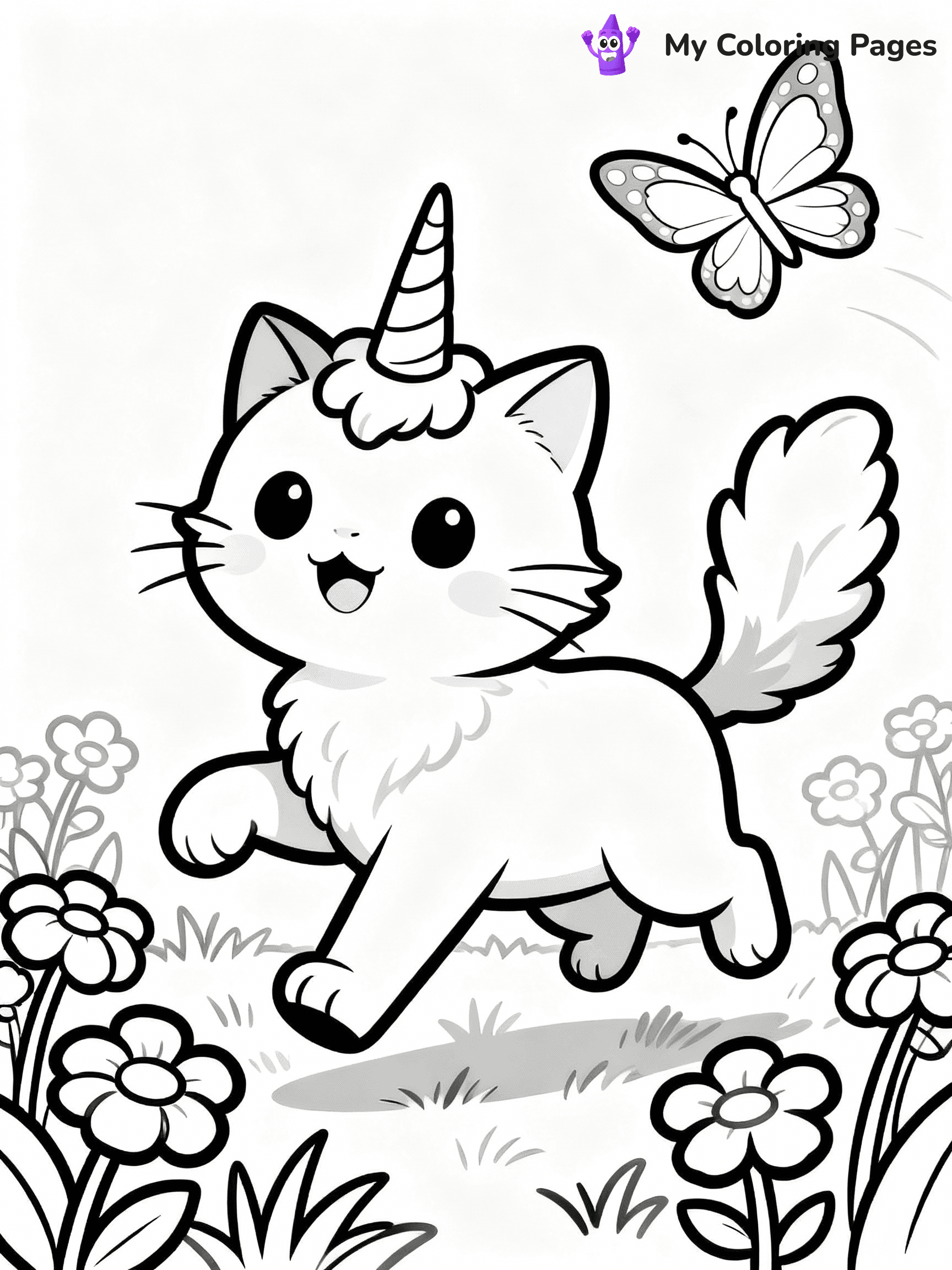 Unicorn Cat Coloring Pages - 30