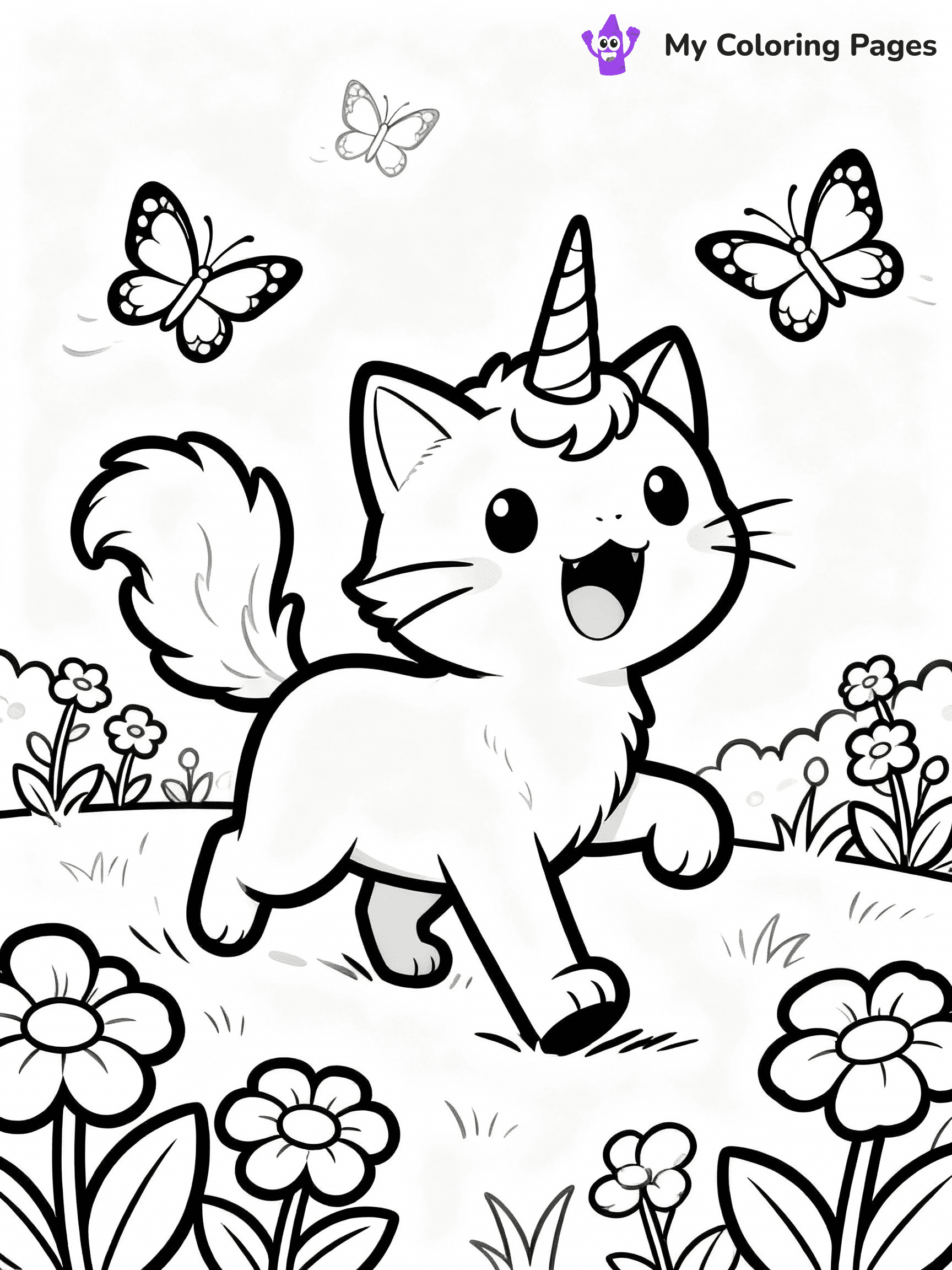 Unicorn Cat Coloring Pages - 25