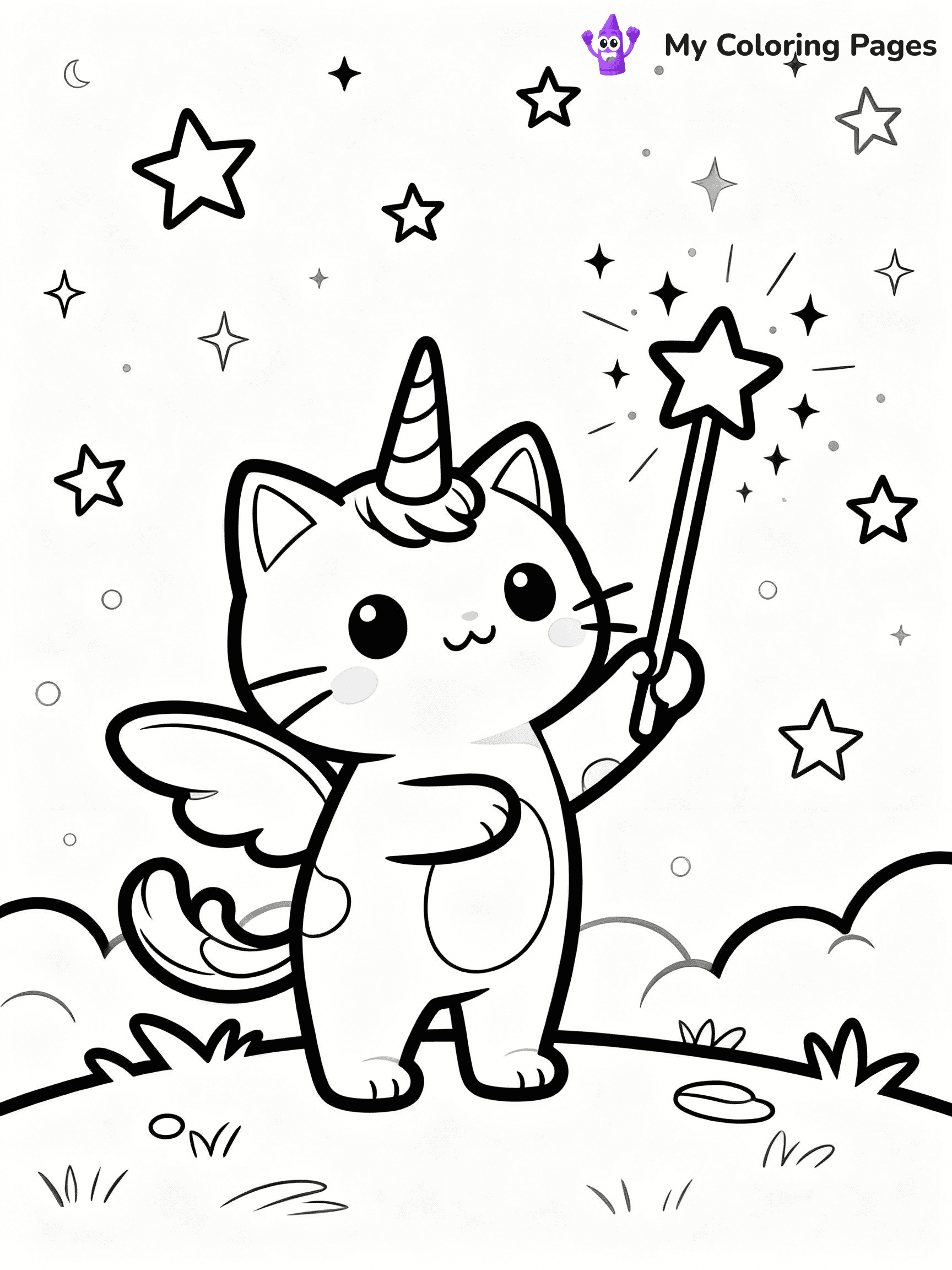 Unicorn Cat Coloring Pages - 18