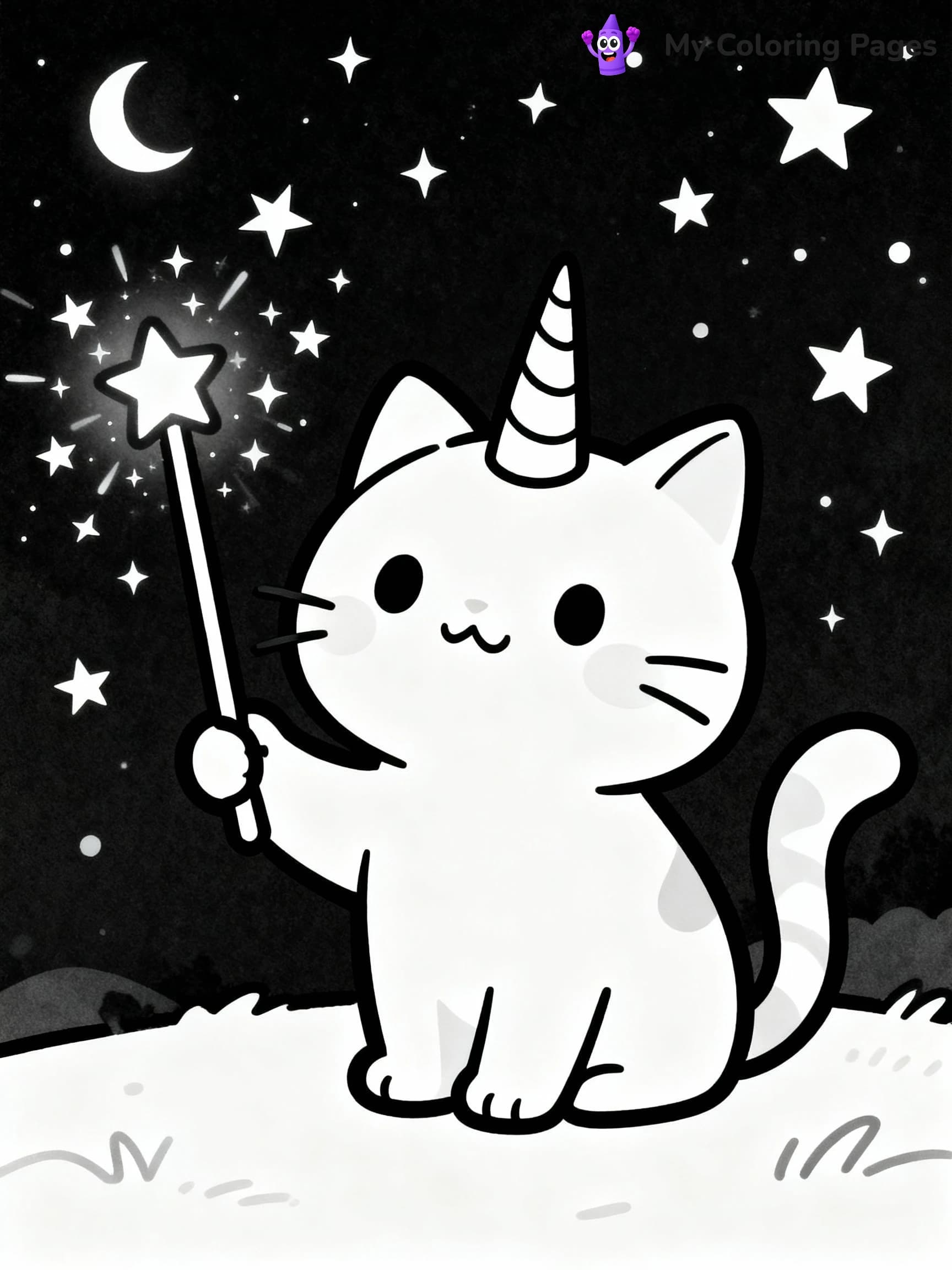 Unicorn Cat Coloring Pages - 17