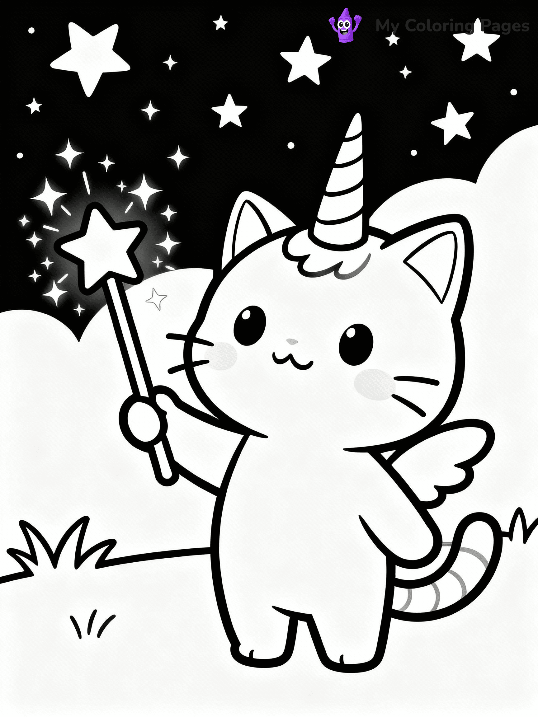 Unicorn Cat Coloring Pages - 16