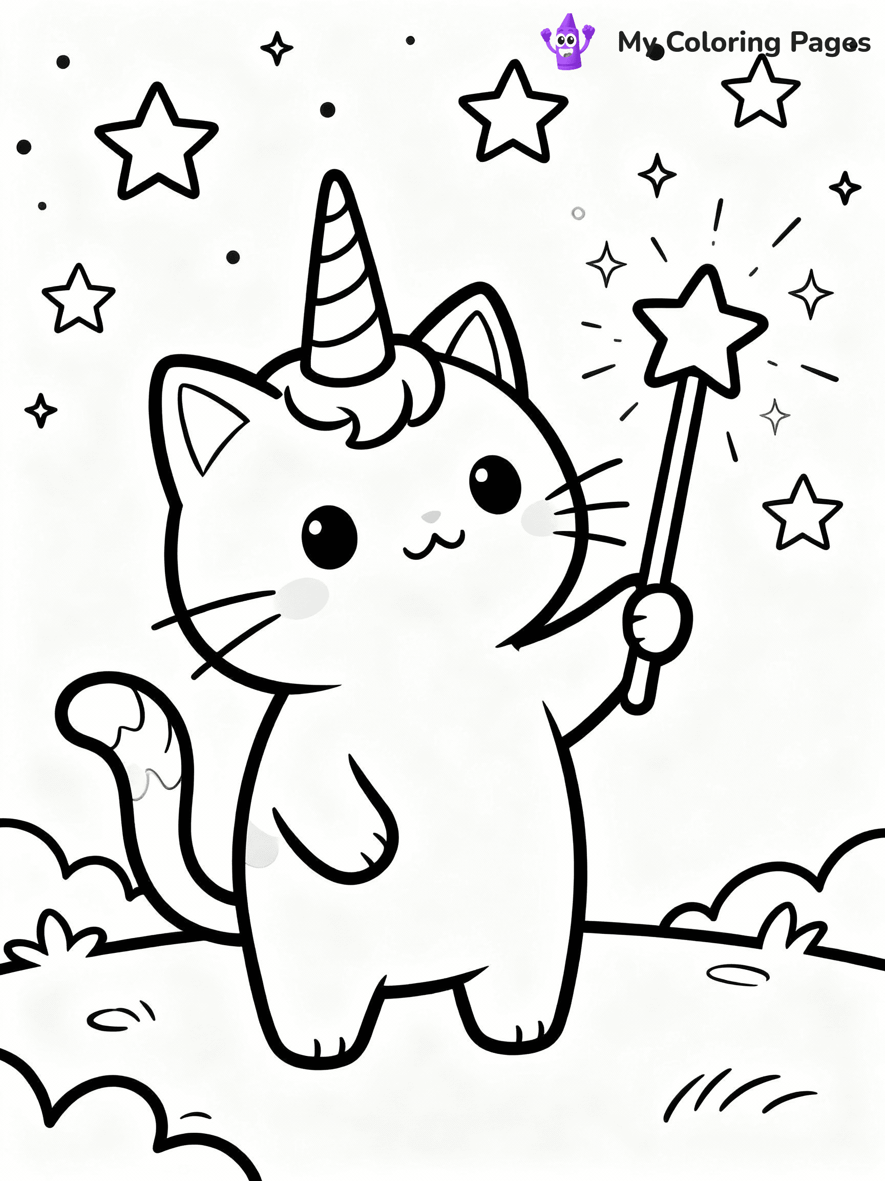 Unicorn Cat Coloring Pages - 15