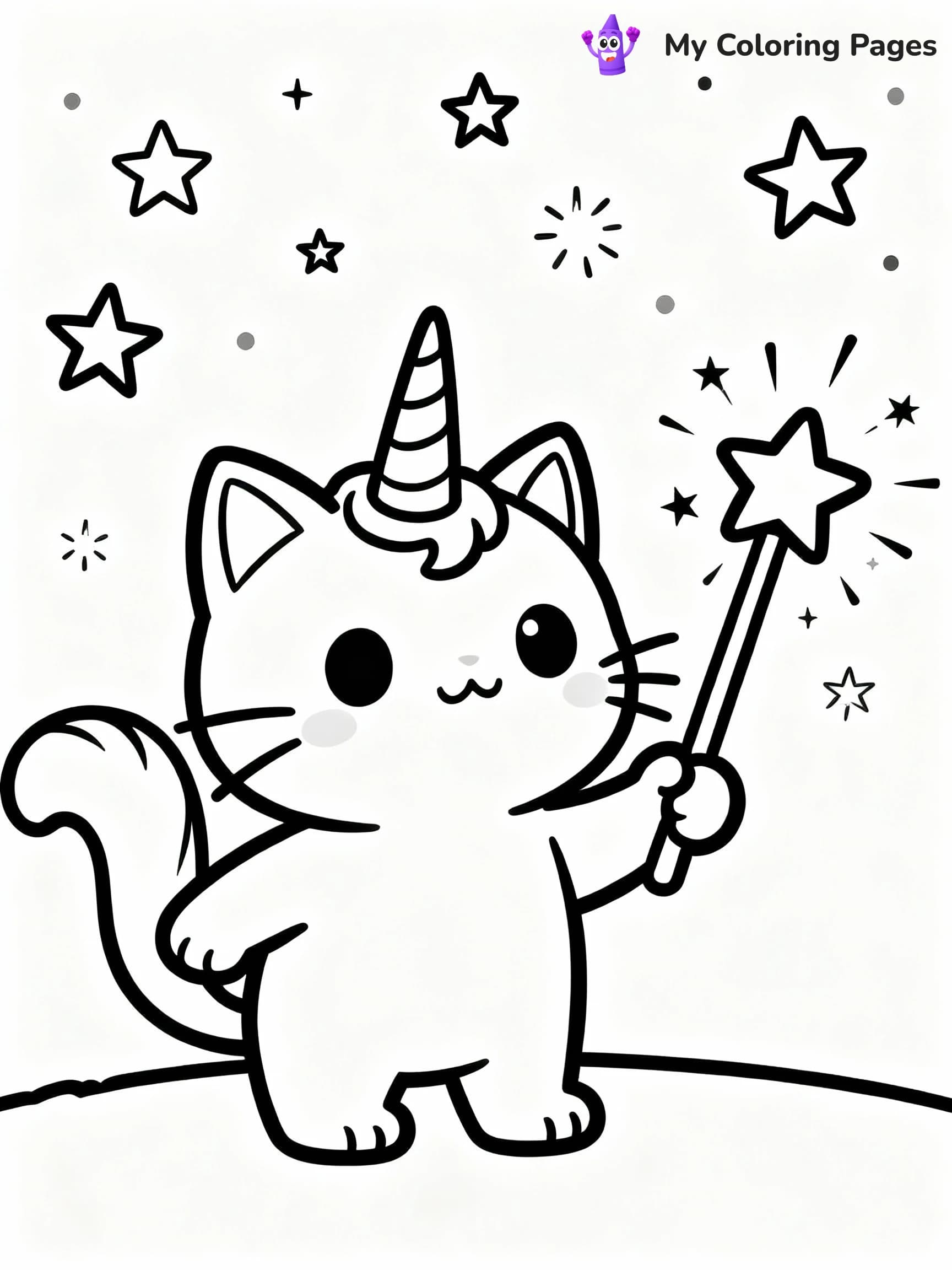 Unicorn Cat Coloring Pages - 14