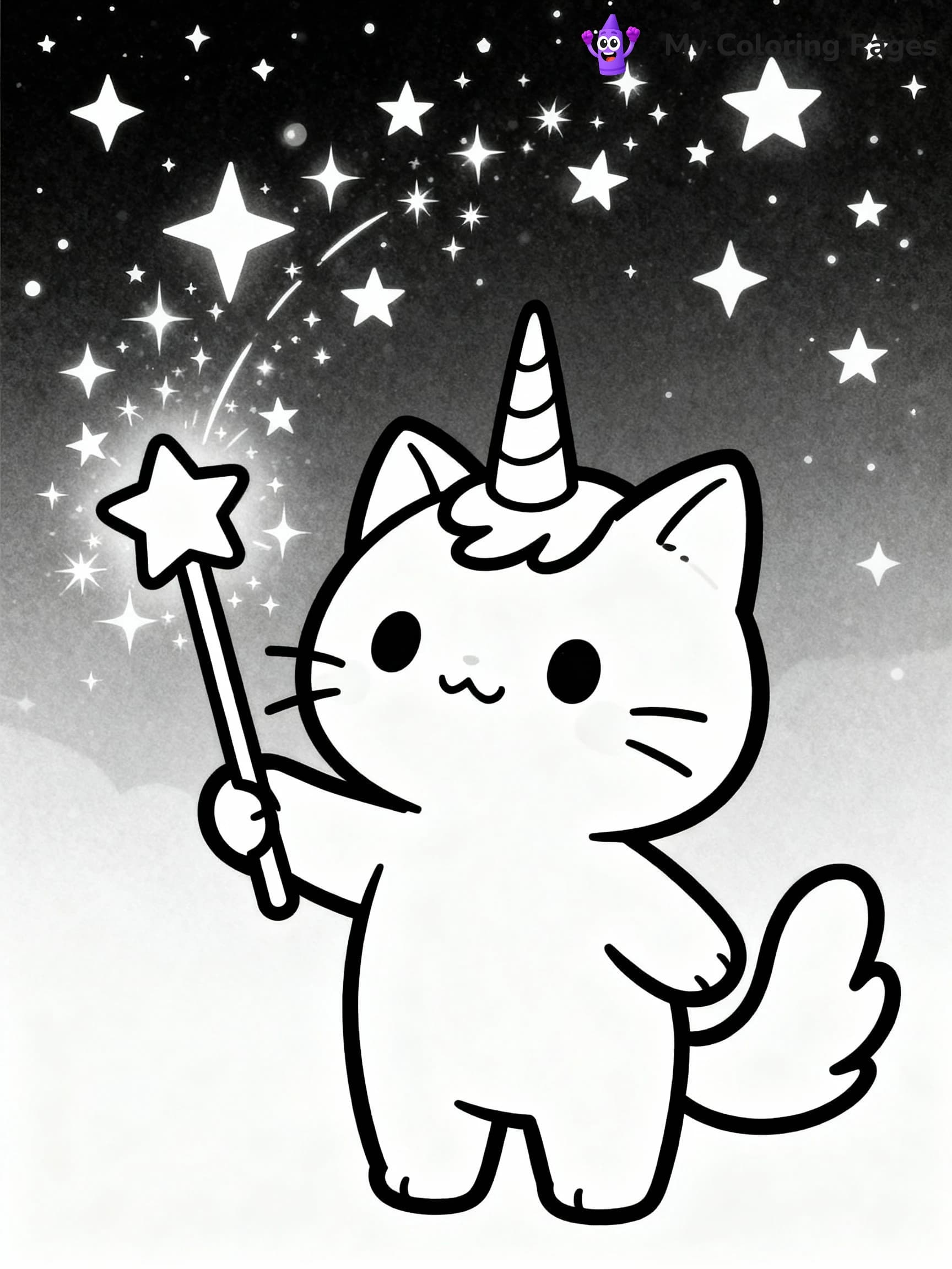 Unicorn Cat Coloring Pages - 13