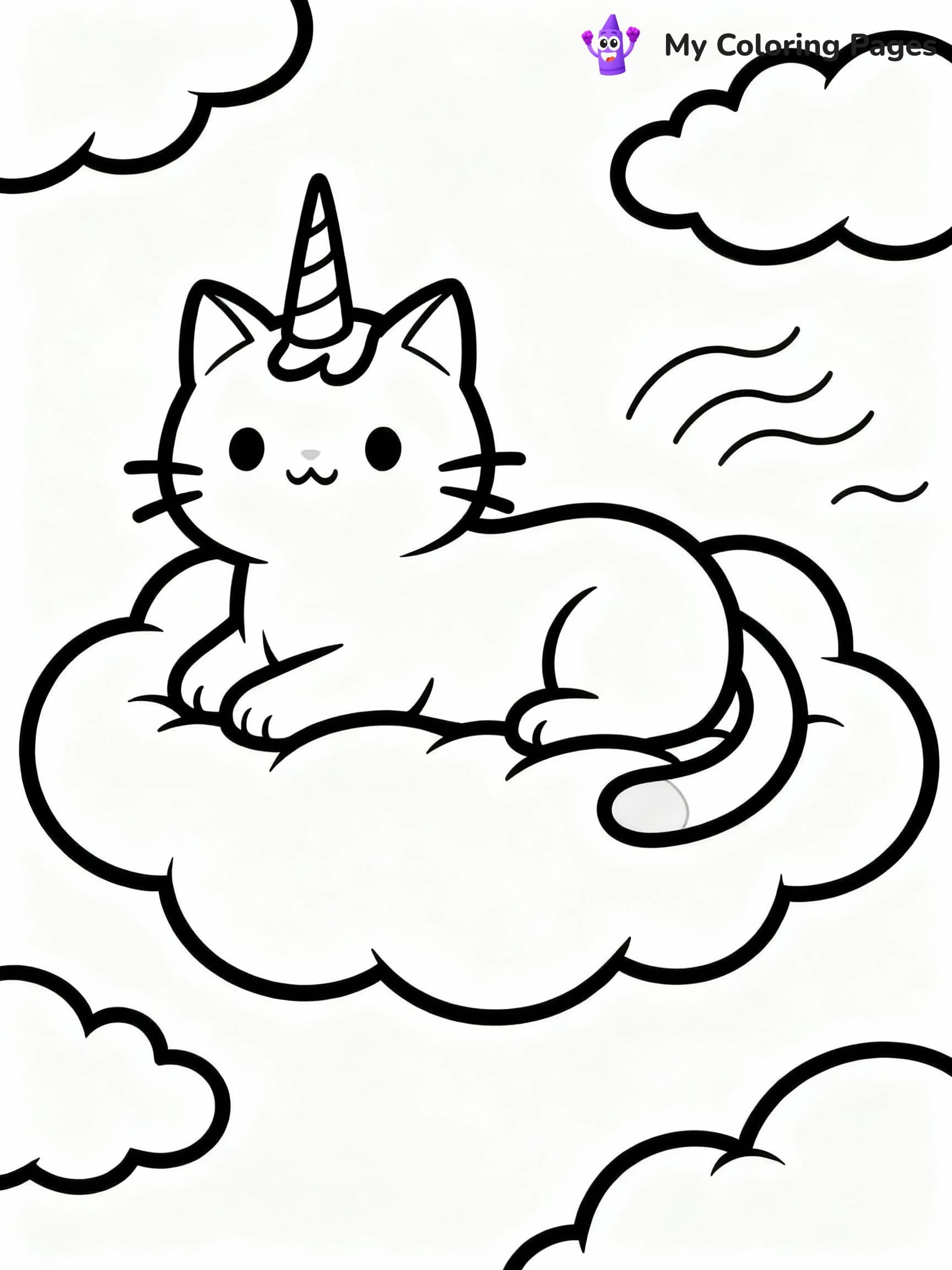 Unicorn Cat Coloring Pages - 12