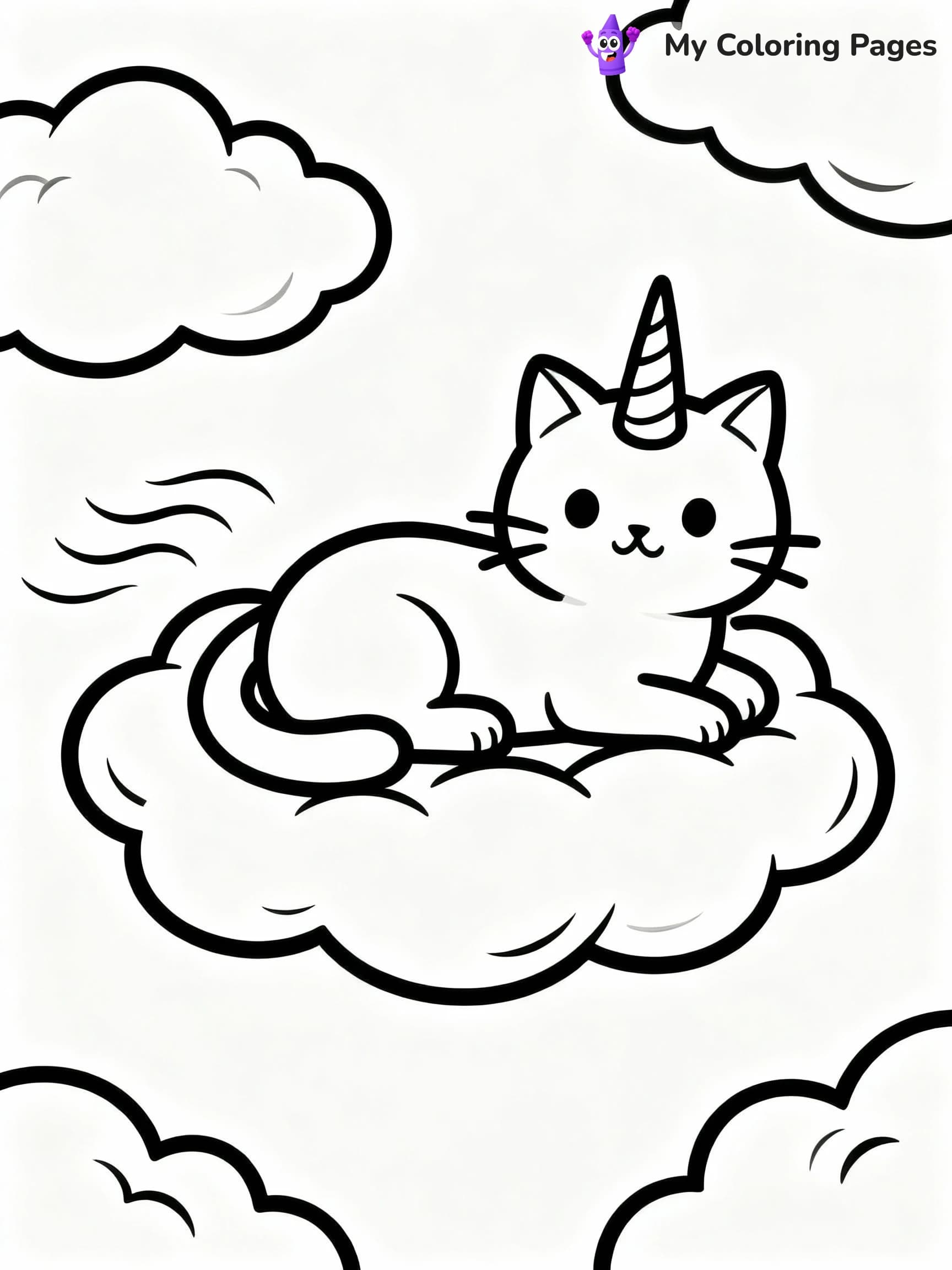 Unicorn Cat Coloring Pages - 9