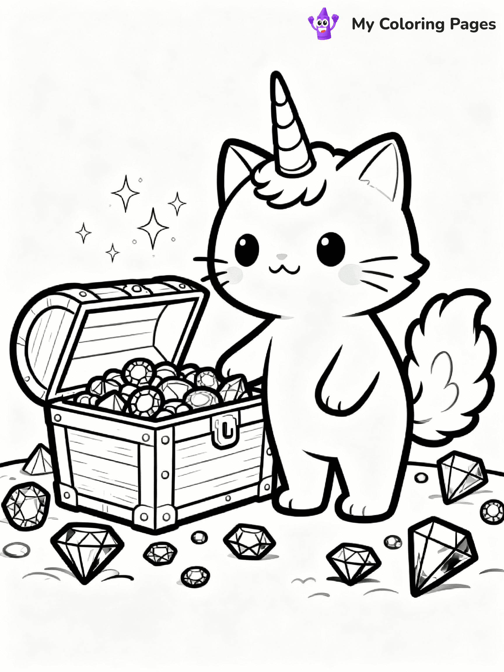 Unicorn Cat Coloring Pages - 6