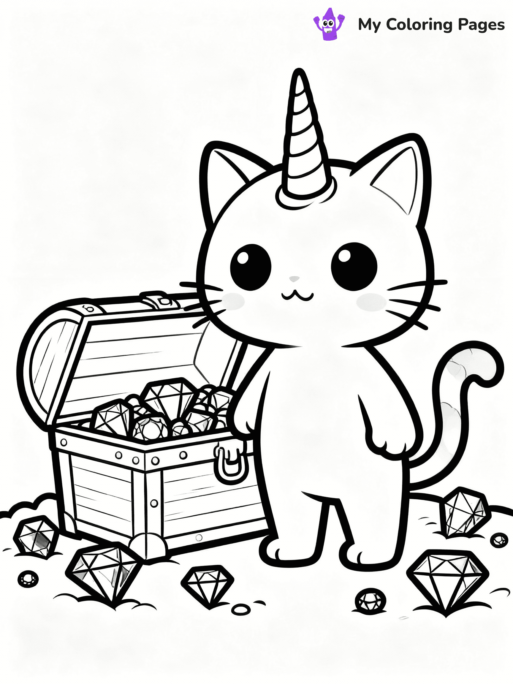Unicorn Cat Coloring Pages - 4