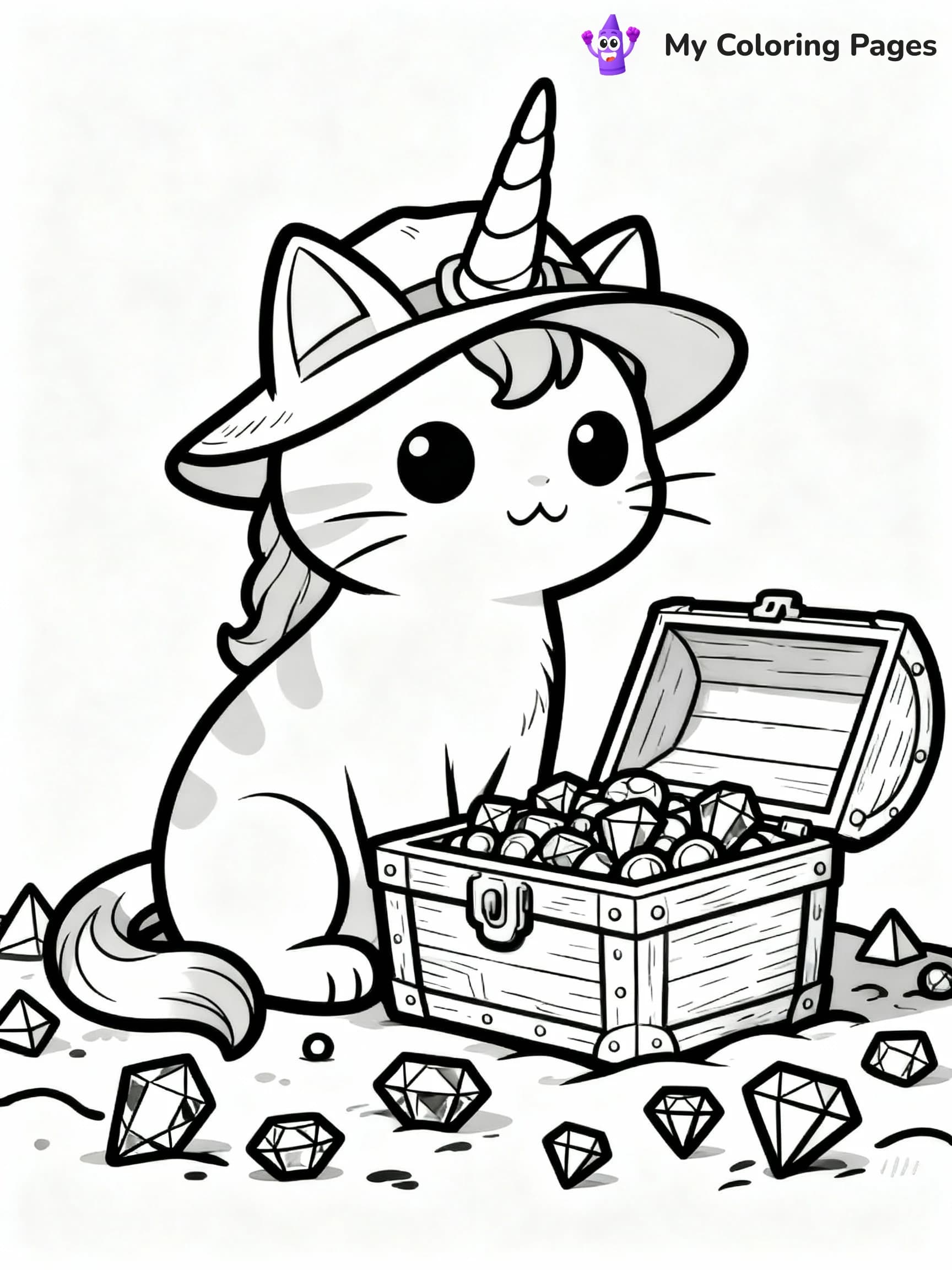 Unicorn Cat Coloring Pages - 1