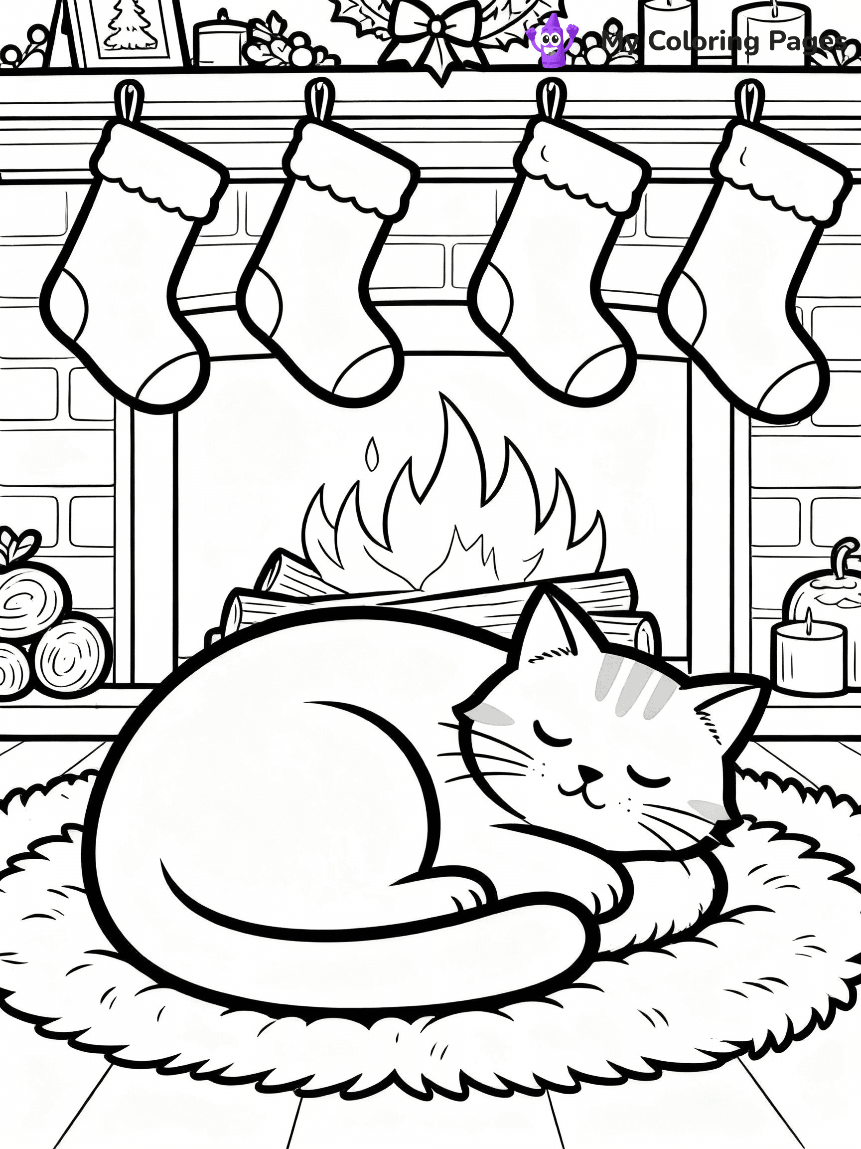 Cat Christmas Coloring Pages - 26