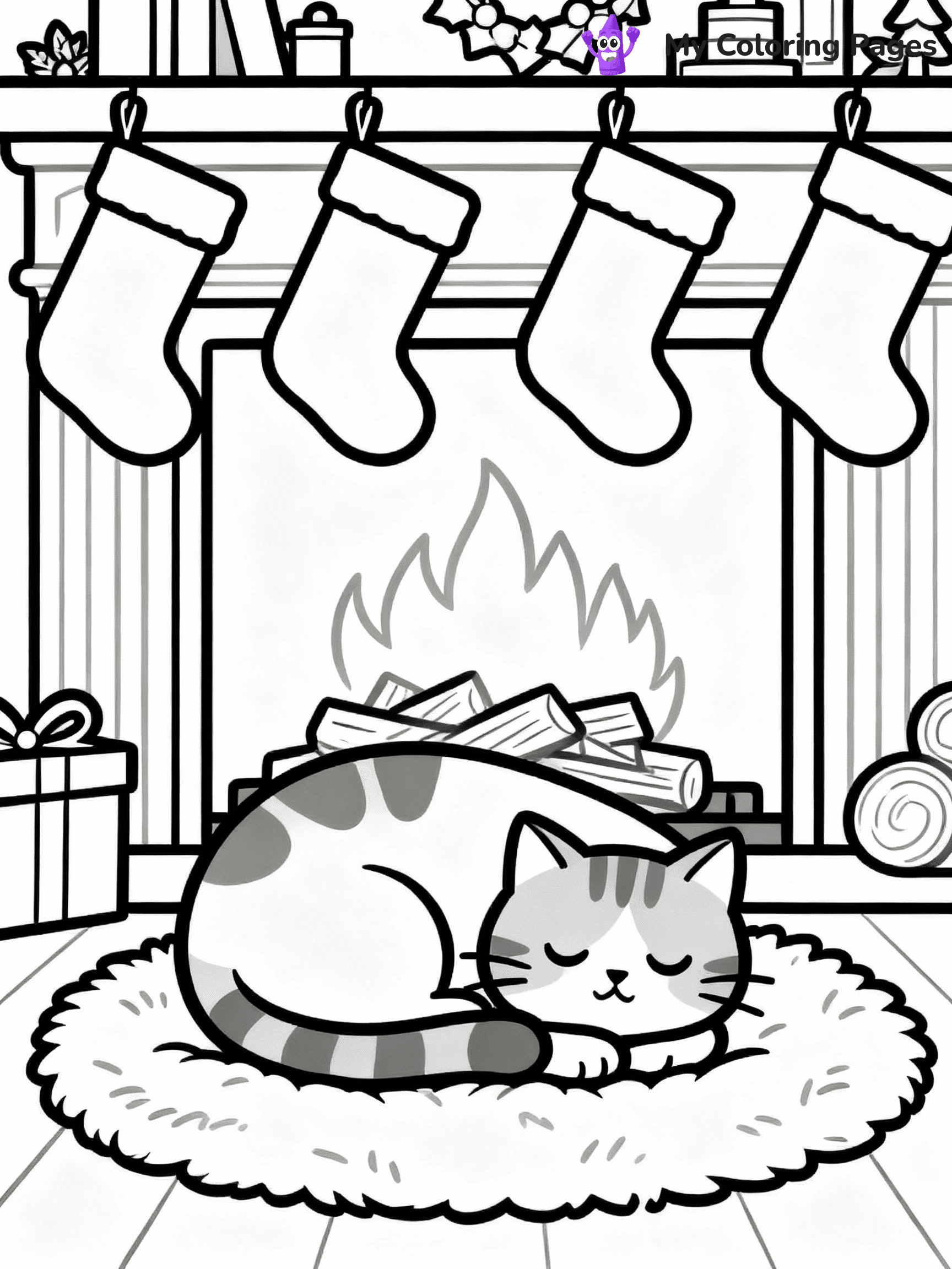 Cat Christmas Coloring Pages - 25