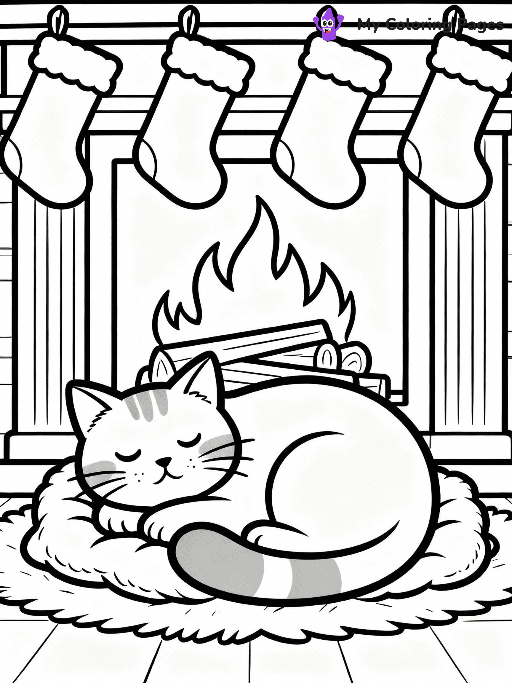 Cat Christmas Coloring Pages - 24