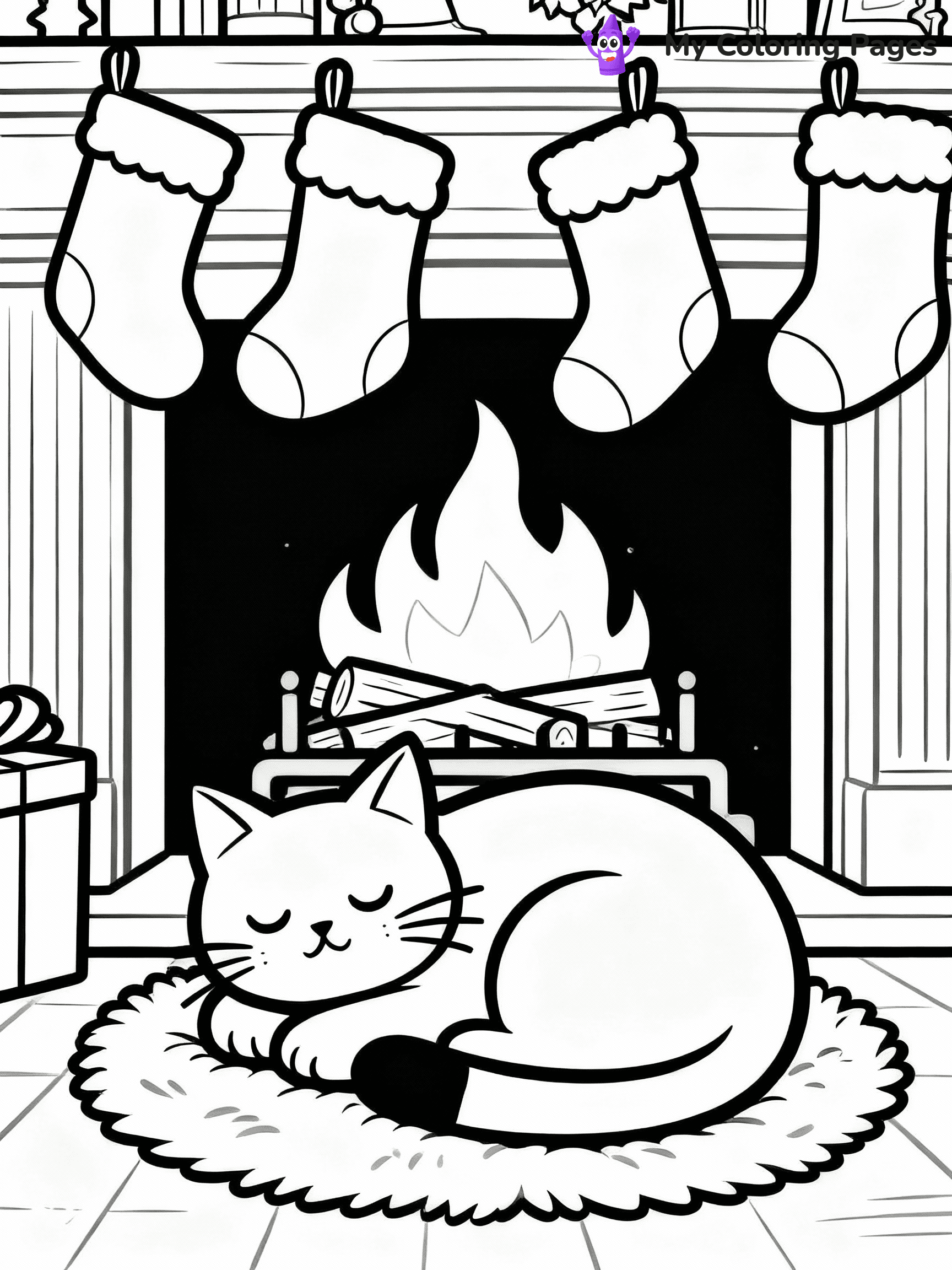 Cat Christmas Coloring Pages - 23