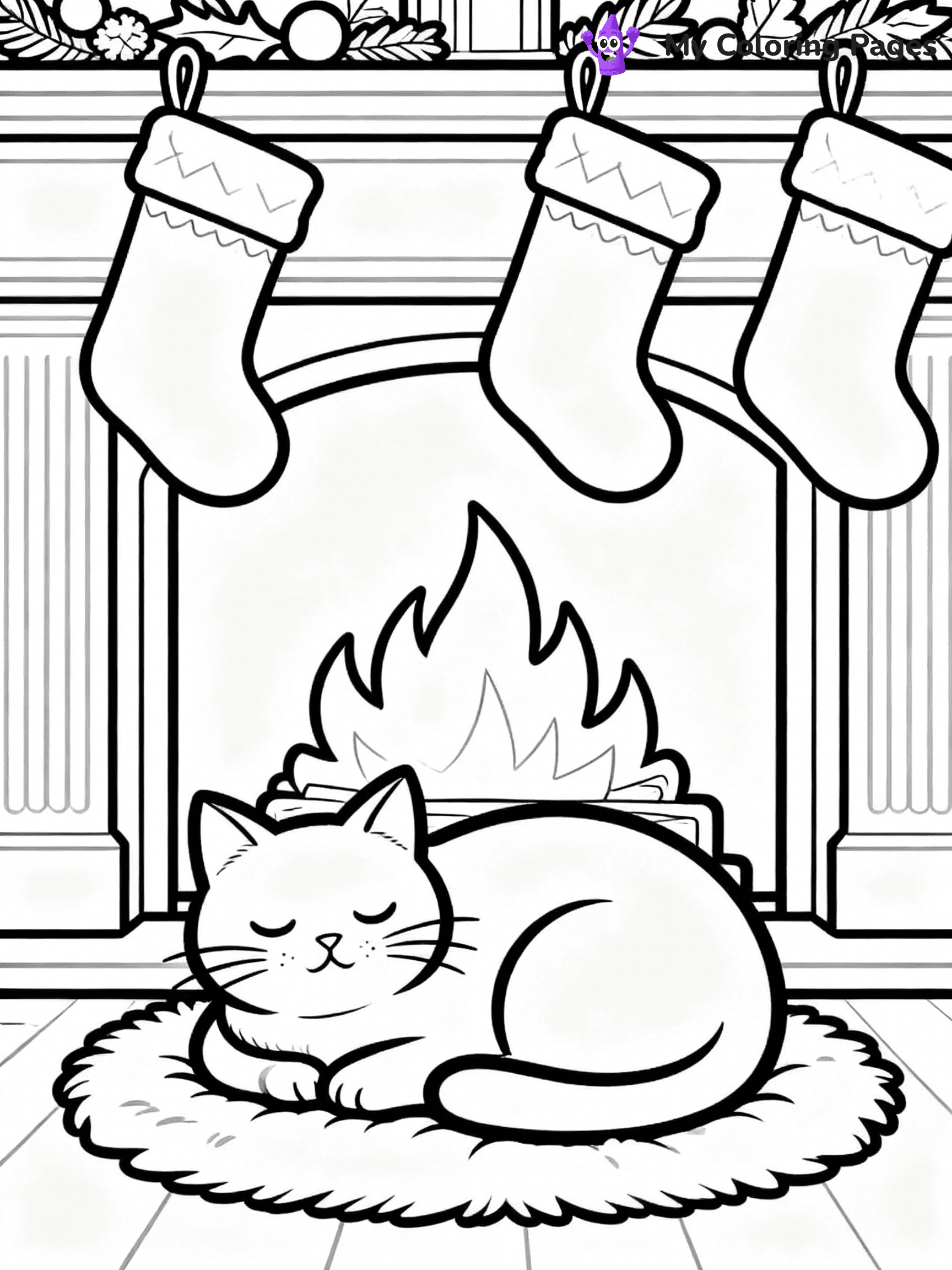 Cat Christmas Coloring Pages - 22