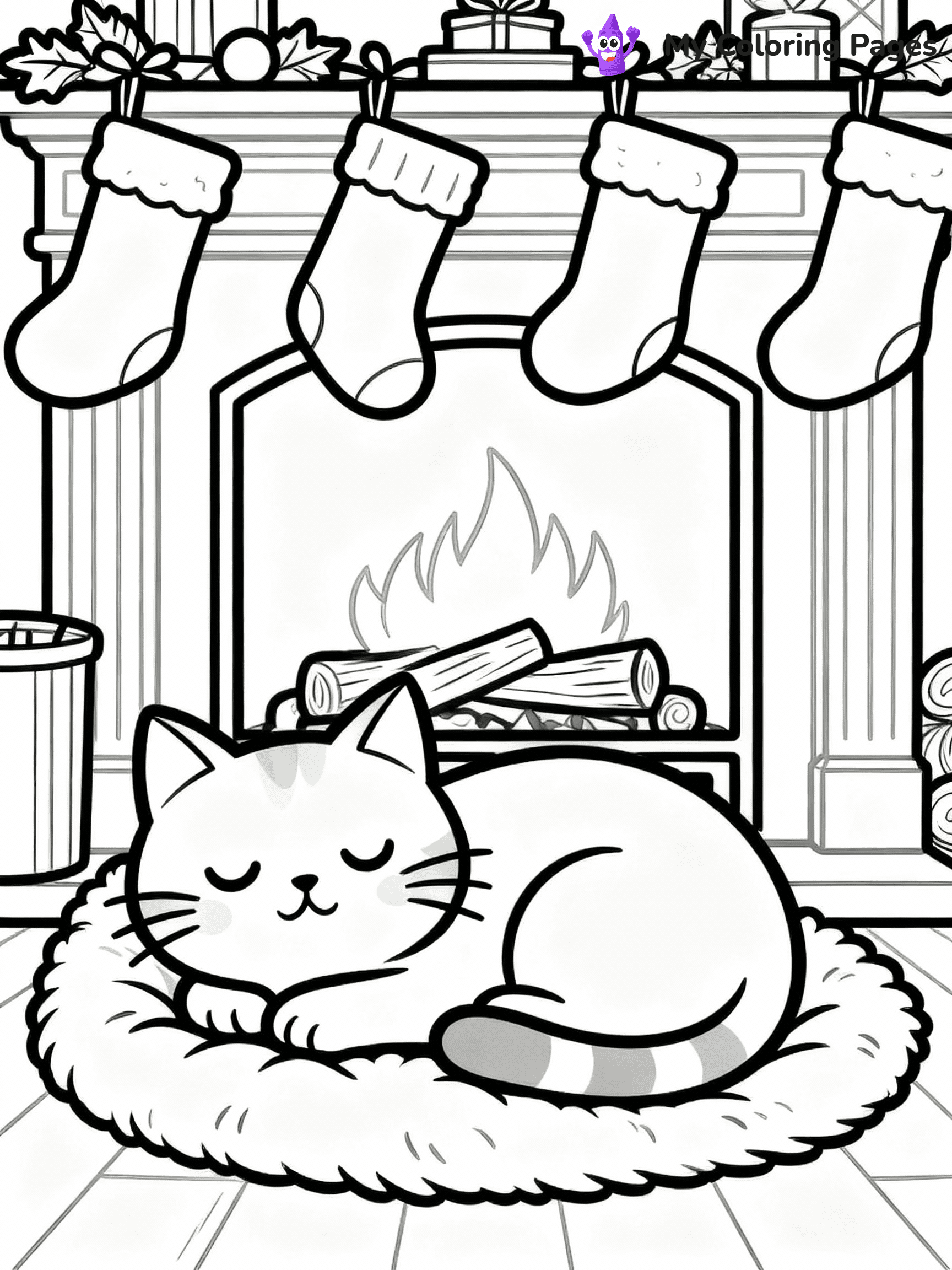 Cat Christmas Coloring Pages - 21