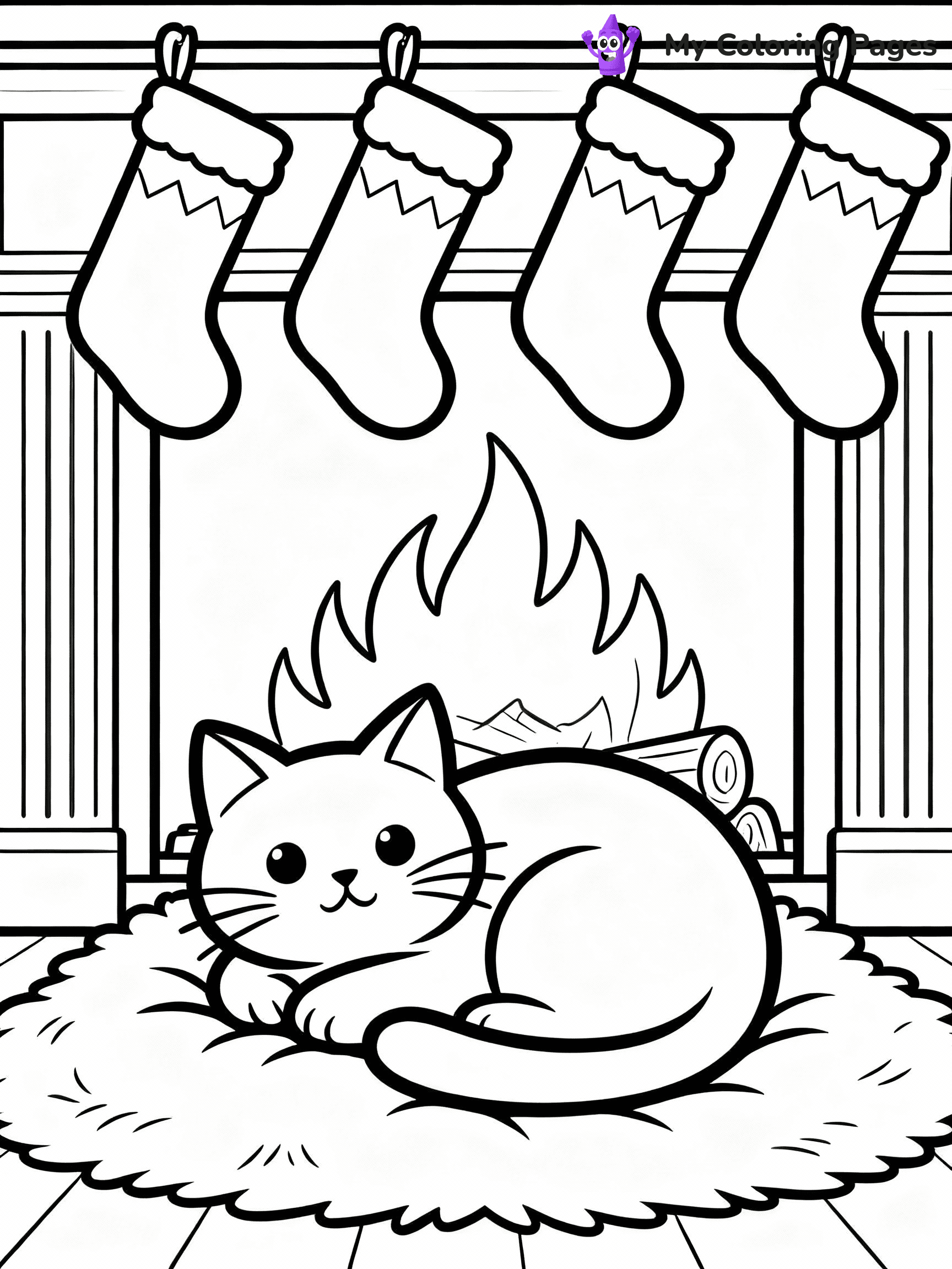 Cat Christmas Coloring Pages - 20