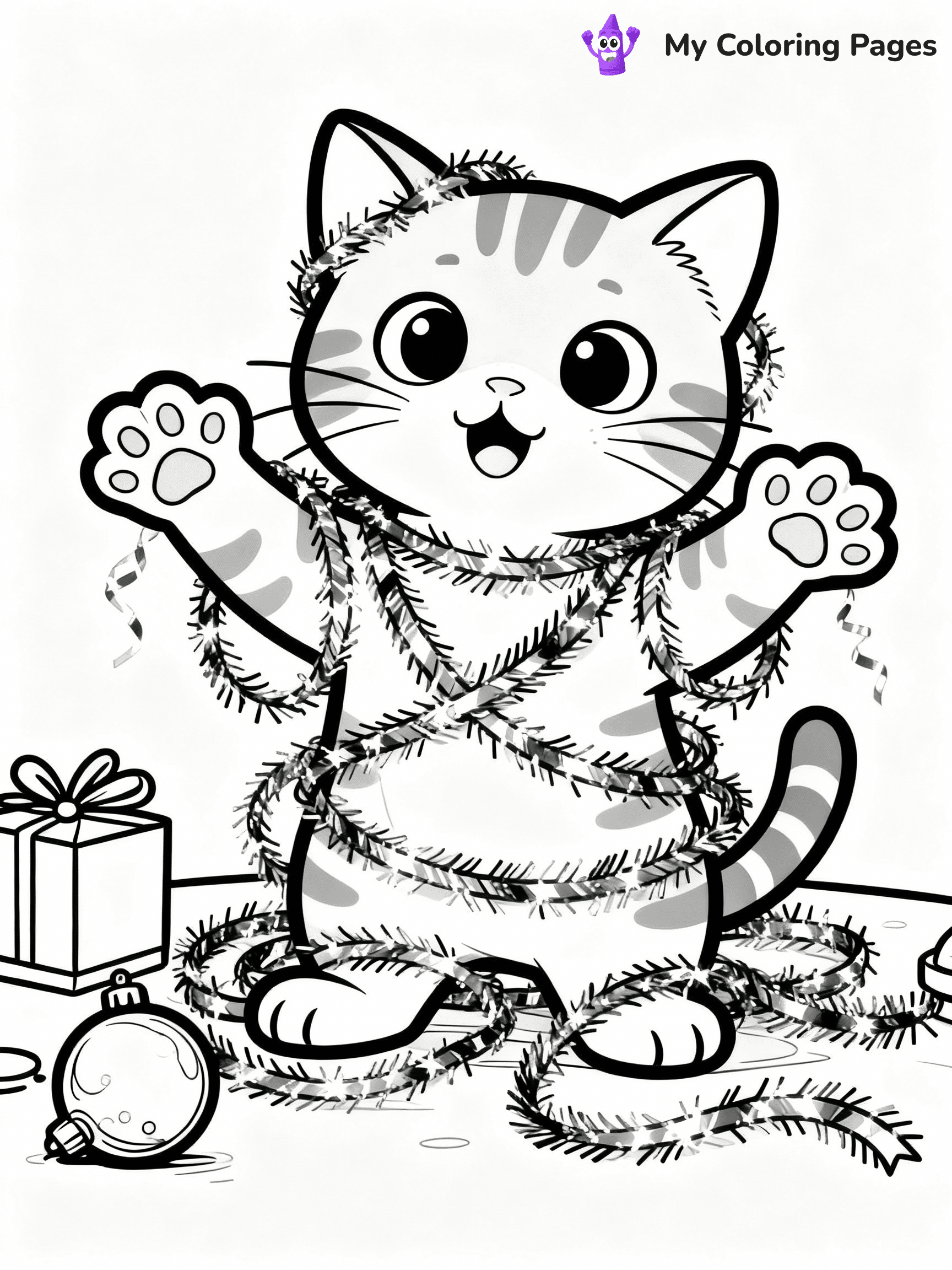 Cat Christmas Coloring Pages - 19