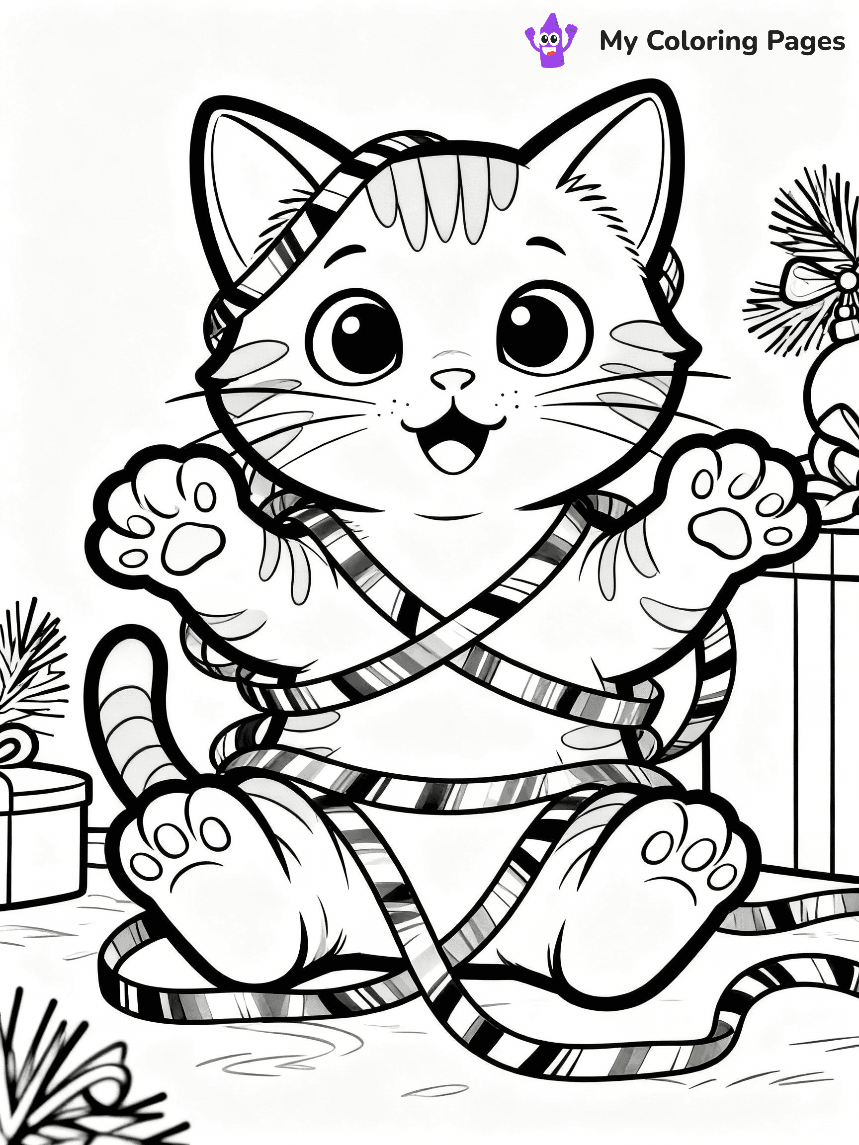 Cat Christmas Coloring Pages - 18