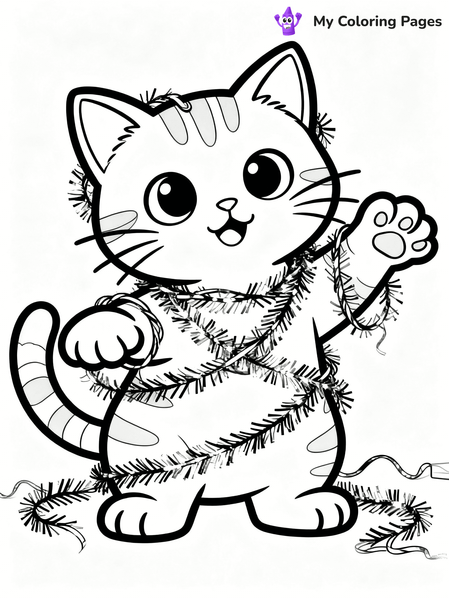 Cat Christmas Coloring Pages - 17