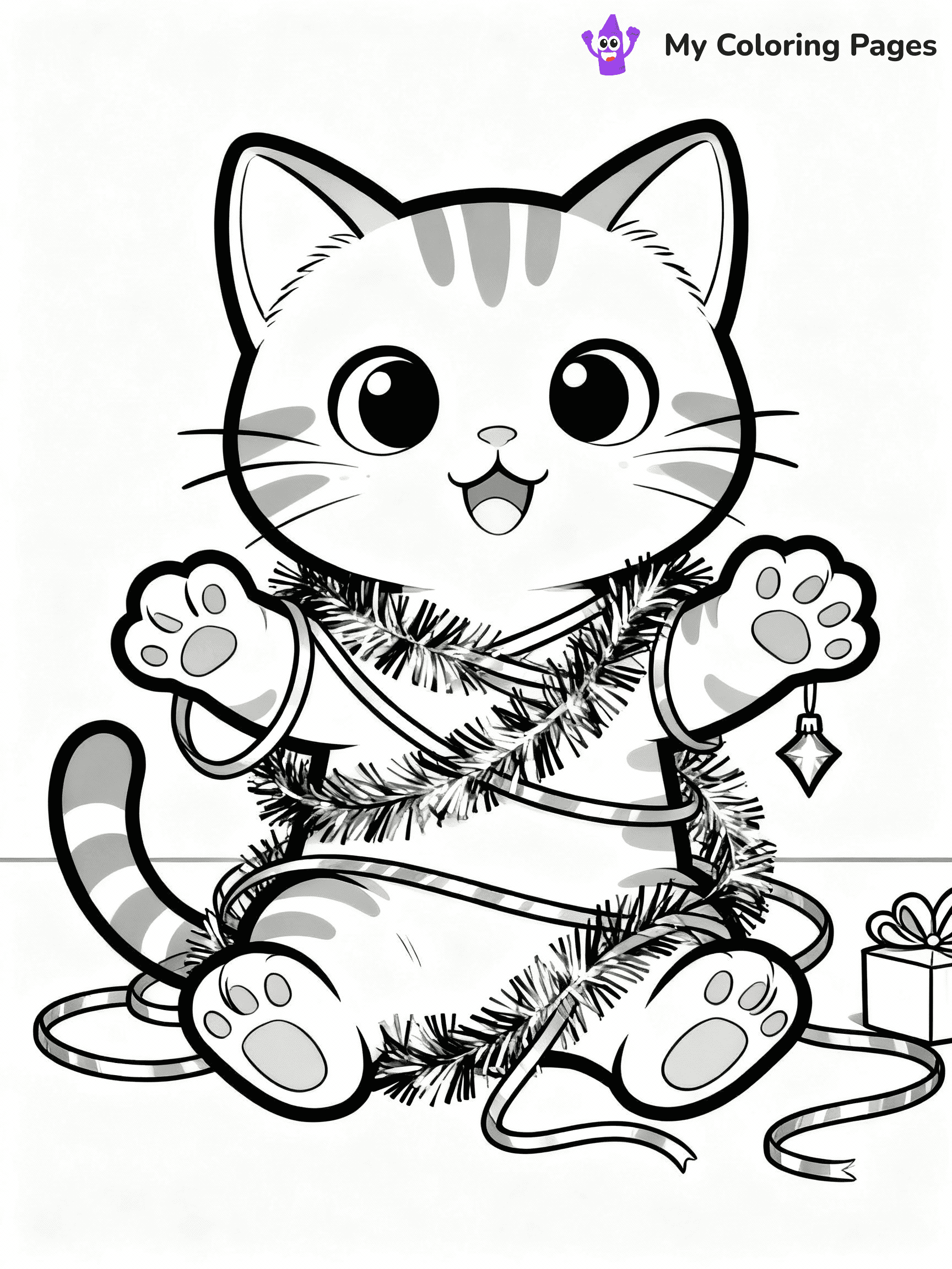 Cat Christmas Coloring Pages - 16