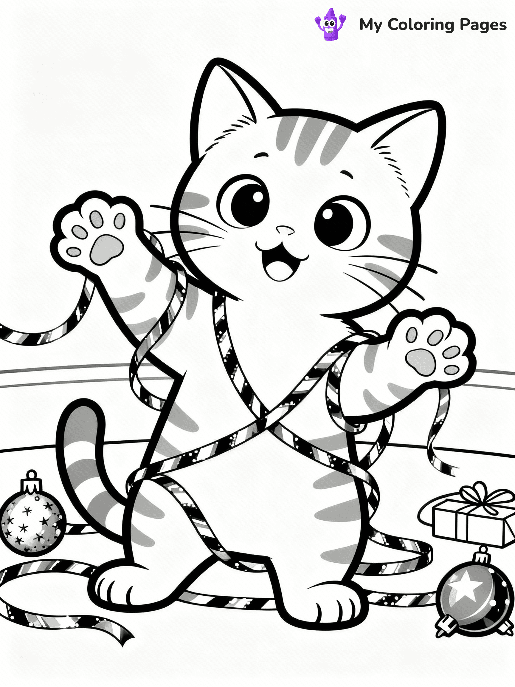 Cat Christmas Coloring Pages - 15