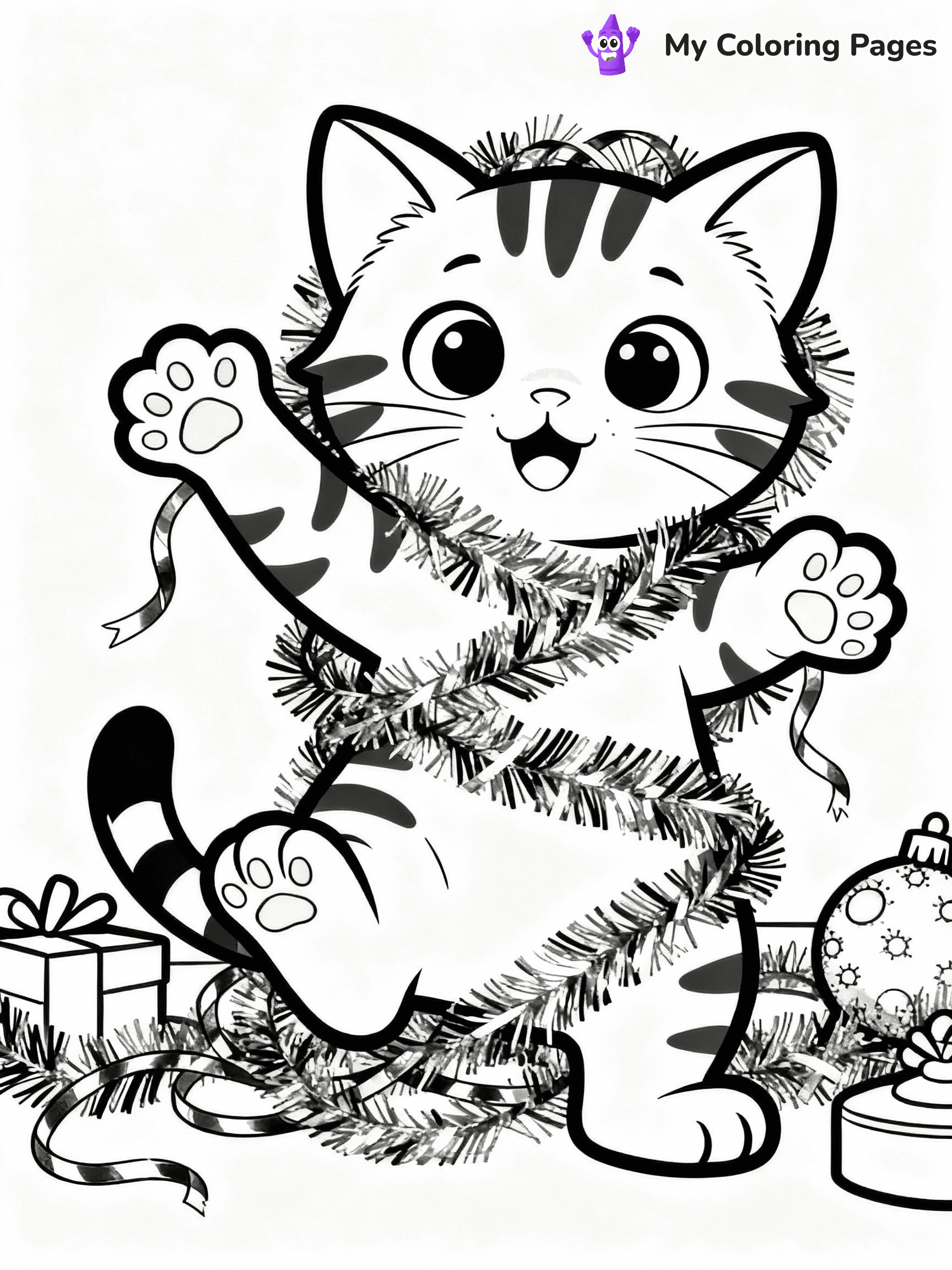 Cat Christmas Coloring Pages - 14