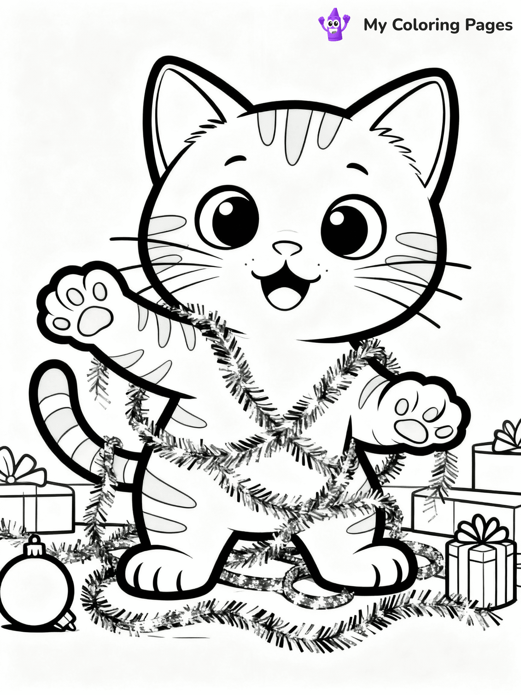 Cat Christmas Coloring Pages - 13