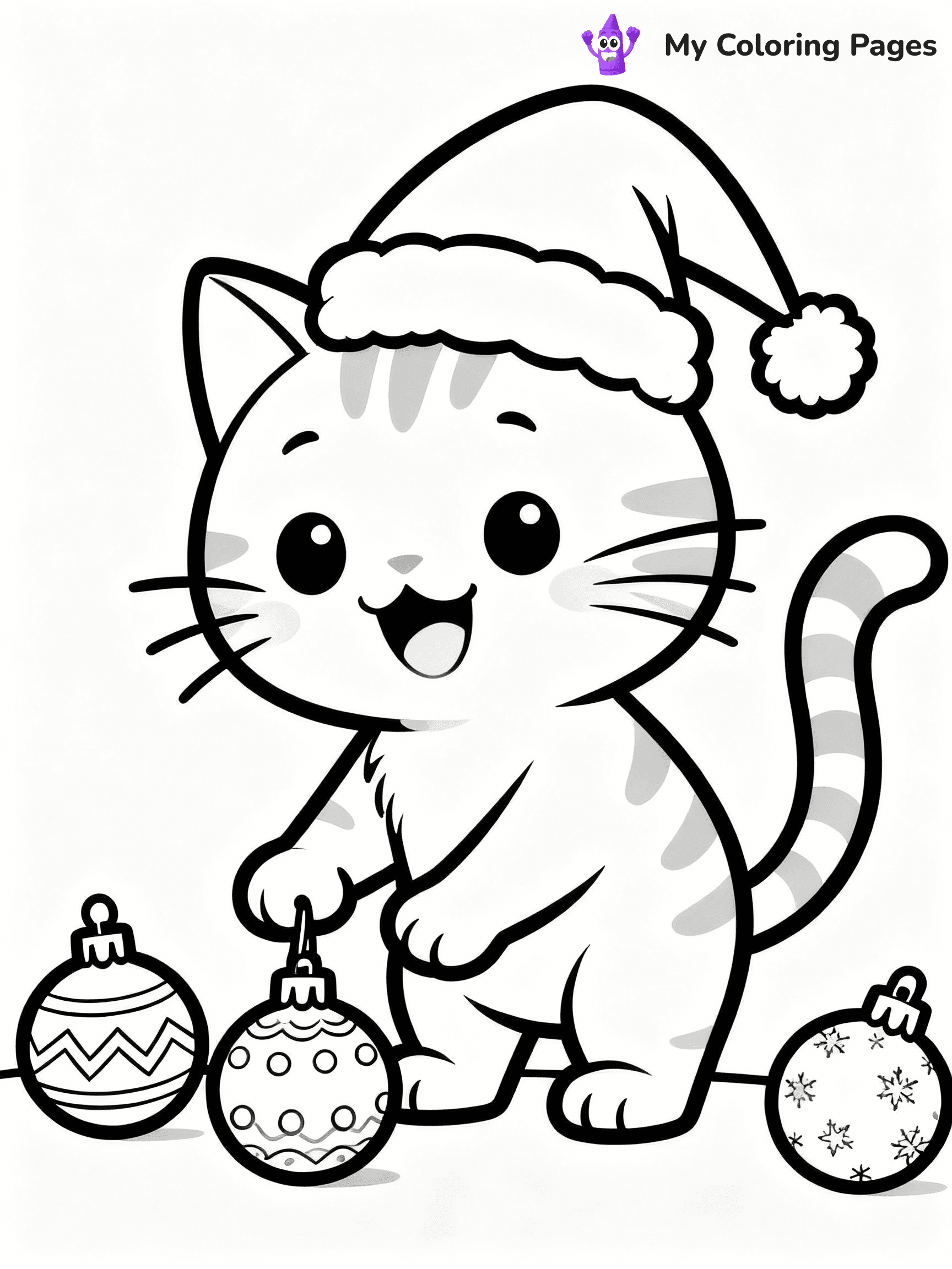 Cat Christmas Coloring Pages - 12