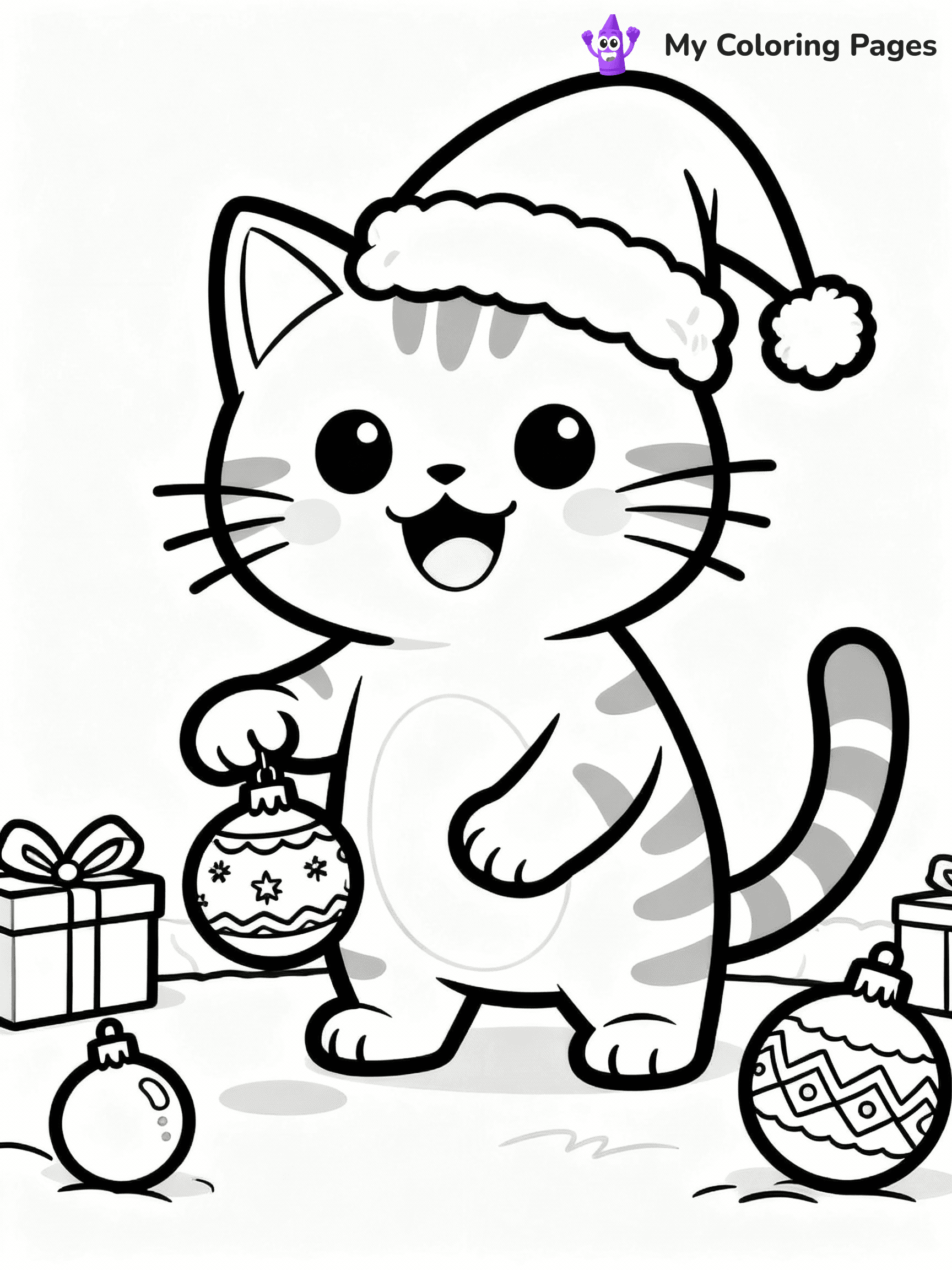 Cat Christmas Coloring Pages - 11
