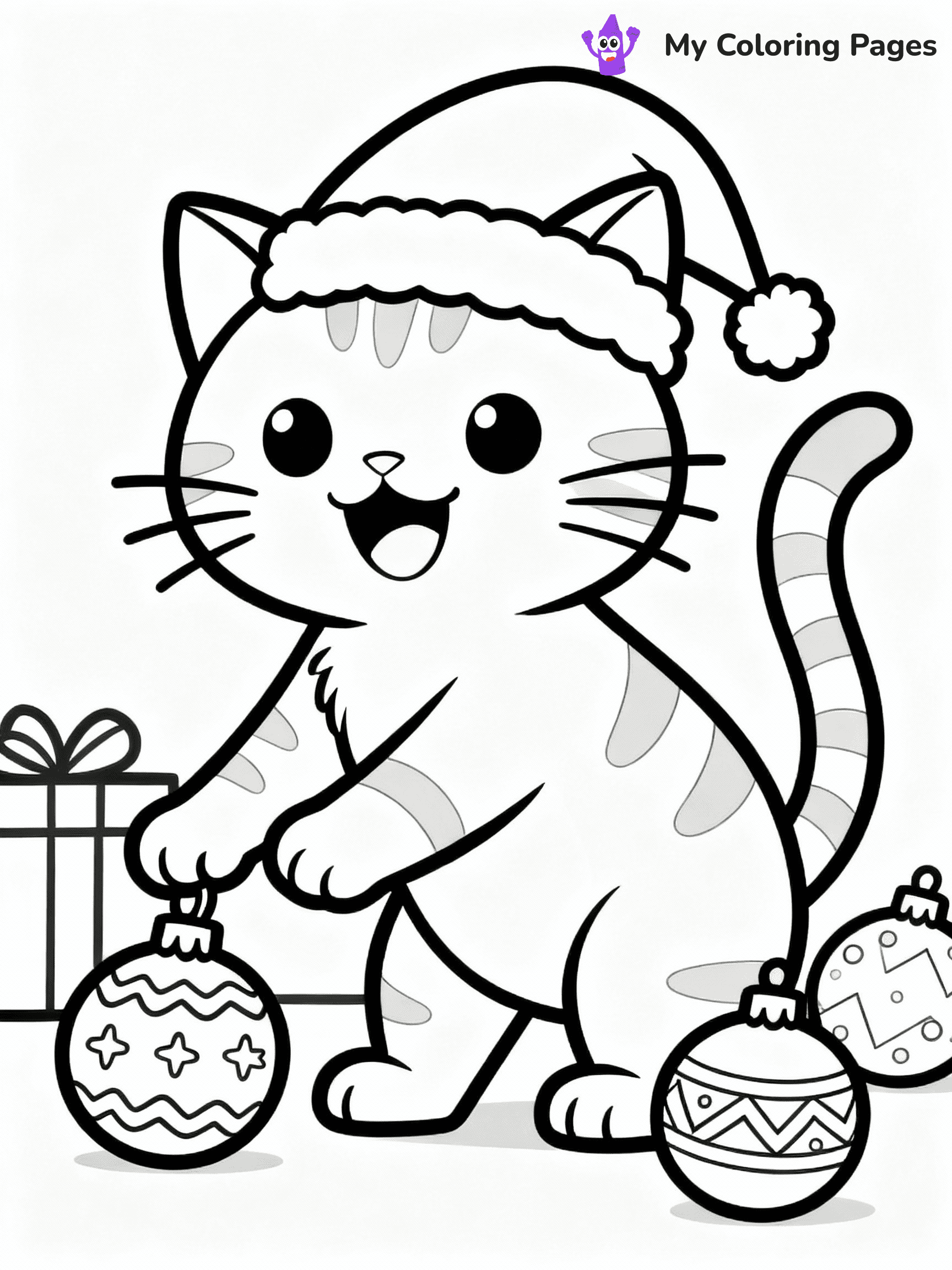 Cat Christmas Coloring Pages - 10