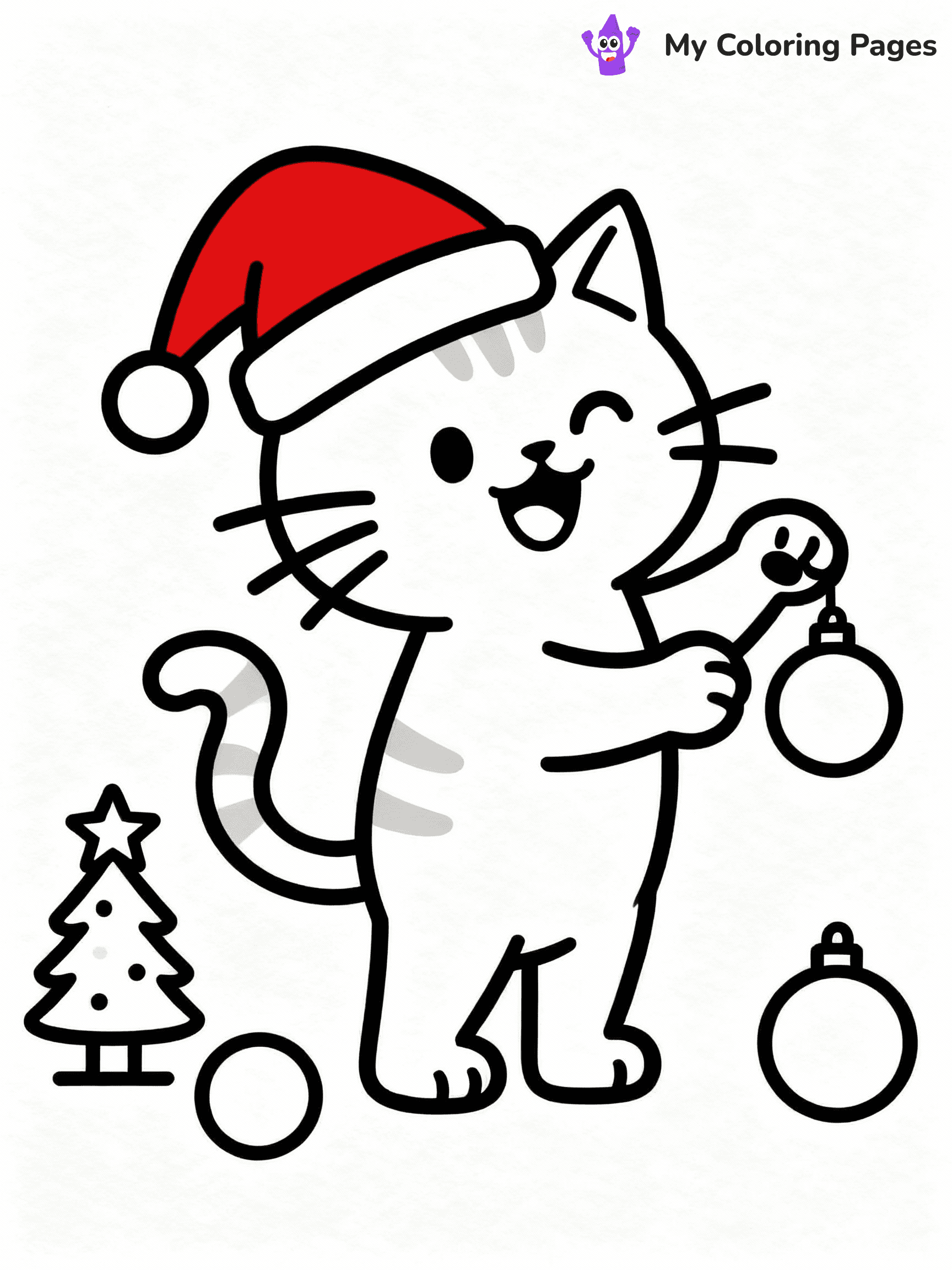 Cat Christmas Coloring Pages - 9