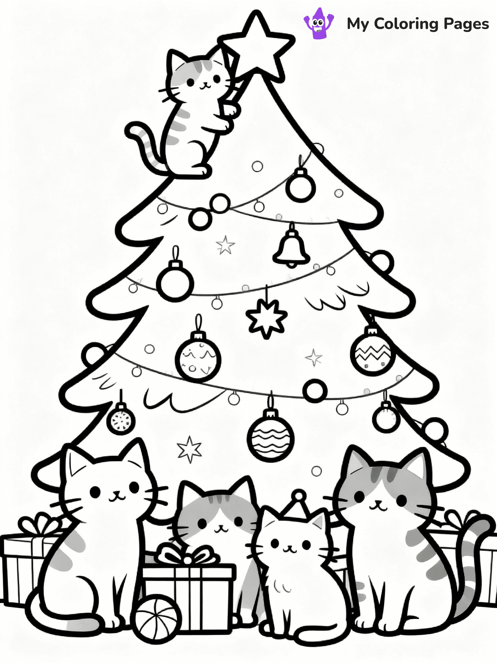 Cat Christmas Coloring Pages - 5