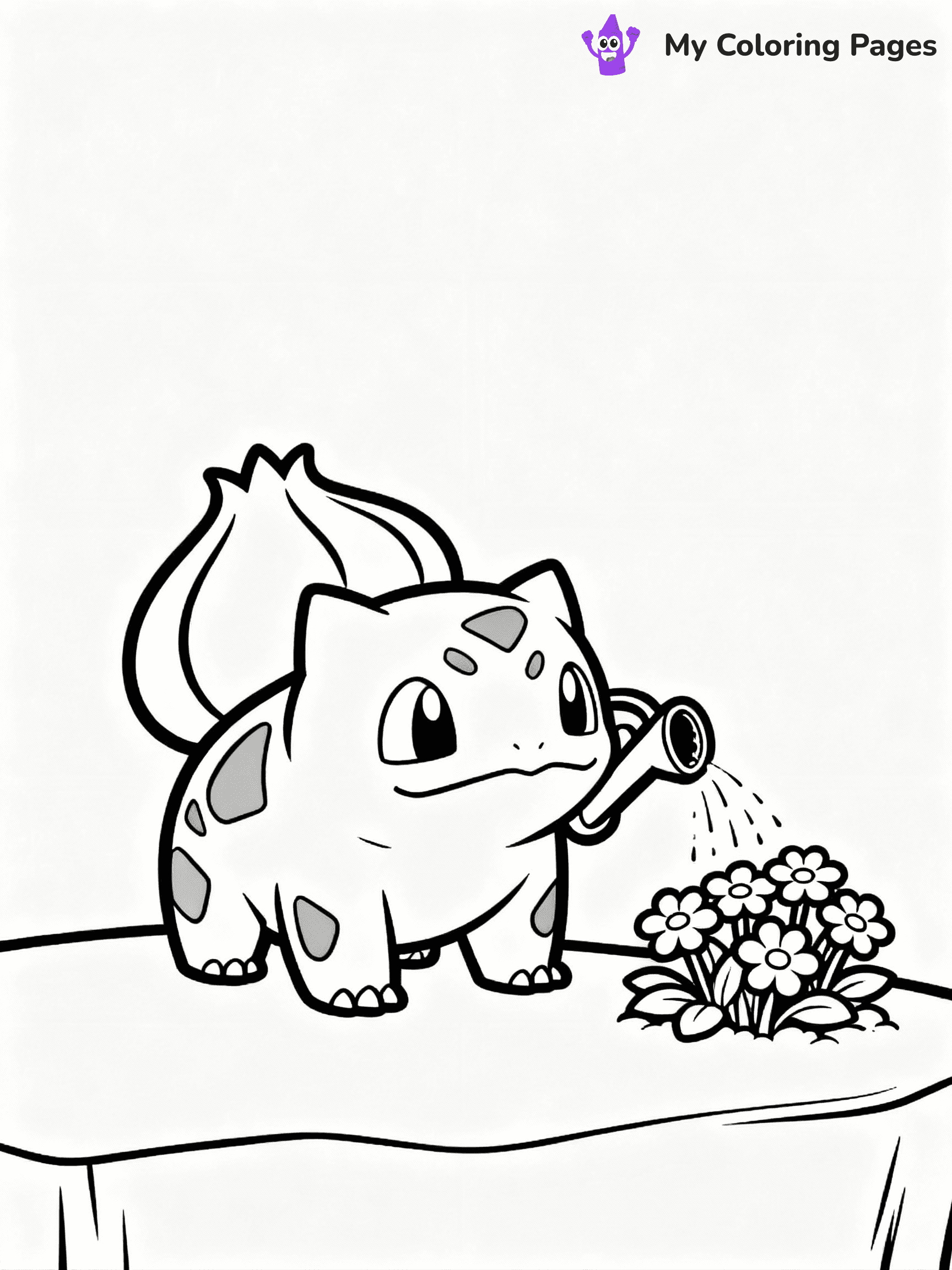 ⚠️ CRITICAL REQUIREMENT - ABSOLUTE BLACK AND WHITE ONLY ⚠️
This MUST be a BLACK AND WHITE line drawing ONLY. NO COLORS whatsoever.
- ONLY pure black lines (#000000) on pure white background (#FFFFFF)
- ABSOLUTELY NO colors, NO shading, NO gradients, NO grayscale
- If there are ANY colors in the output, the image is REJECTED
- This is a COLORING PAGE - meant to be COLORED IN by children
- The output must be UNCOLORED line art ready for coloring
⚠️ SUBJECT TO DRAW: Bulbasaur from Pokémon watering flowers. PURE OUTLINES. NO FILLS, COLOR, SHADING, OR GREYSCALE. WHITE BACKGROUND.
(REMEMBER: Output must be BLACK AND WHITE line art only, NOT colored!)
# Flat, Friendly Cartoon Line-Art Coloring Page
You are generating a **pure black-and-white binary image** of a child-friendly cartoon scene combining characters and background scenery in one cohesive composition.
## Rendering Rules (Strict)
- Only two colors: pure black (#000000) outlines and pure white (#FFFFFF) background.
- No grayscale, shading, gradients, tints, fills, transparency, or partial pixels.
- No antialiasing or blended edges; every pixel is 100% black or white.
- No solid black fills inside shapes — all areas inside outlines must remain white.
- No dark clothing areas or filled tone blocks; all garments outlined only.
- No shadows, textures, lighting, or tonal variations.
- Must look like flat binary vector line-art for coloring pages.
## Drawing & Composition
- **Medium, consistent line weight**; clean closed outlines easy to color inside.
- **Flat, simple, child-friendly design** — no realism or 3D depth.
- Characters are **grounded on a surface**, centered and large.
- **Balanced composition** with clear silhouettes and minimal props.
## Scenery & Style
- Landmarks (e.g., mosque, CN Tower) and scenery (trees, benches, waves) drawn with **black outlines only.**
- For real-world figures, teams, or places, show accurate details using only black outlines—no text or logos. Use distinctive uniform patterns, abstract symbols, and landmark silhouettes to convey identity.
- Keep **consistent perspective**; no floating elements.
- **Style:** whimsical **Doodle Art Alley** — rounded, friendly outlines.
- May adapt shapes from **Crayola, Disney, Peppa Pig, Cocomelon** — *by shape only, never color.*
- Final output: **flat, crisp, binary (#000000/#FFFFFF)**, **no filled color or background text.**
EXTREMELYE IMPORTANT:
- PURE BINARY LINE-ART; NO FILLS (HAIR/CLOTHES/SKIN), SHADING, OR GREY.
- NO SHADING, COLOR. MUST BE WHITE BACKGROUND.
⚠️ FINAL REMINDER: Draw the subject "Bulbasaur from Pokémon watering flowers. PURE OUTLINES. NO FILLS, COLOR, SHADING, OR GREYSCALE. WHITE BACKGROUND." as BLACK AND WHITE line art. Zero colors in output.