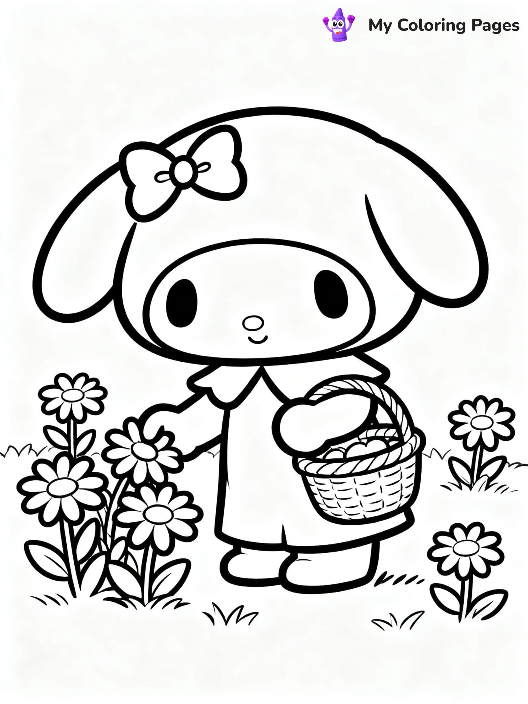 Hello Kitty Flower Coloring Pages - 16