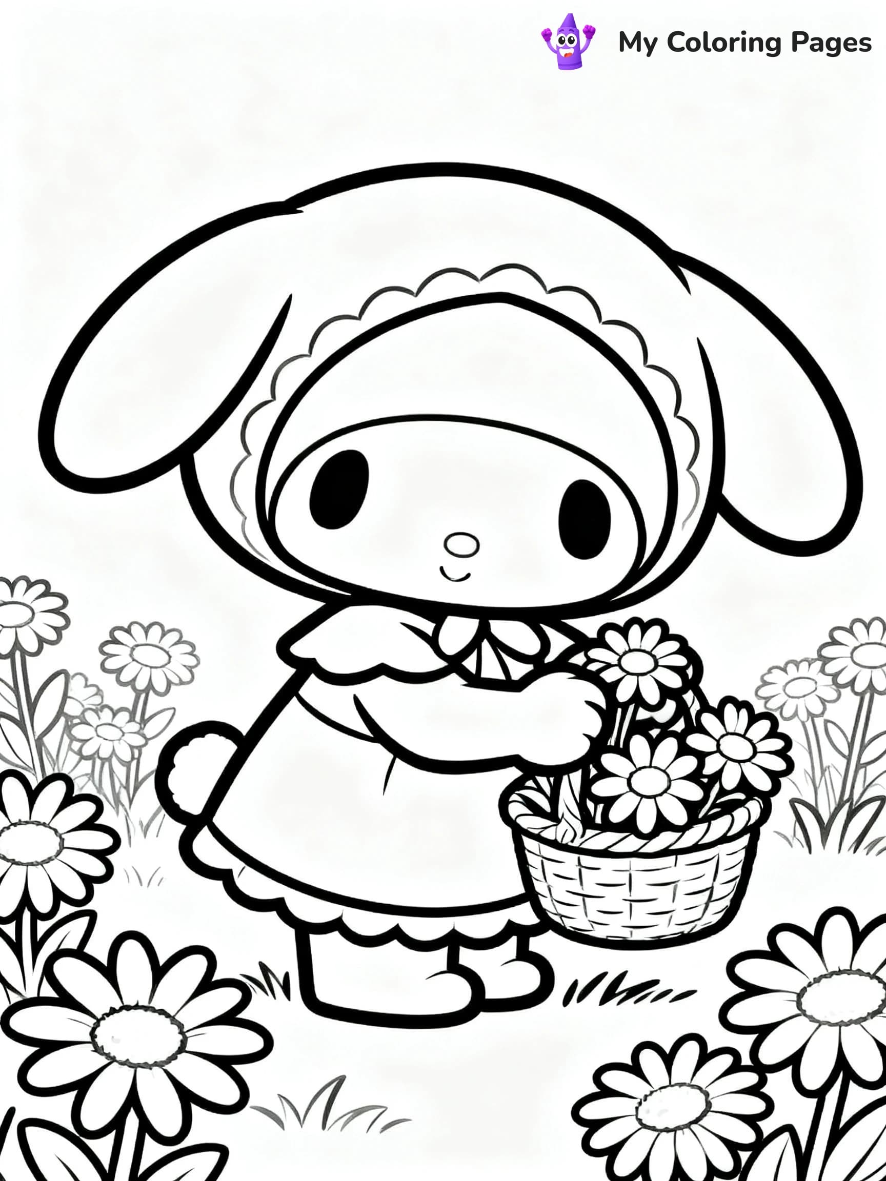 Hello Kitty Flower Coloring Pages - 15