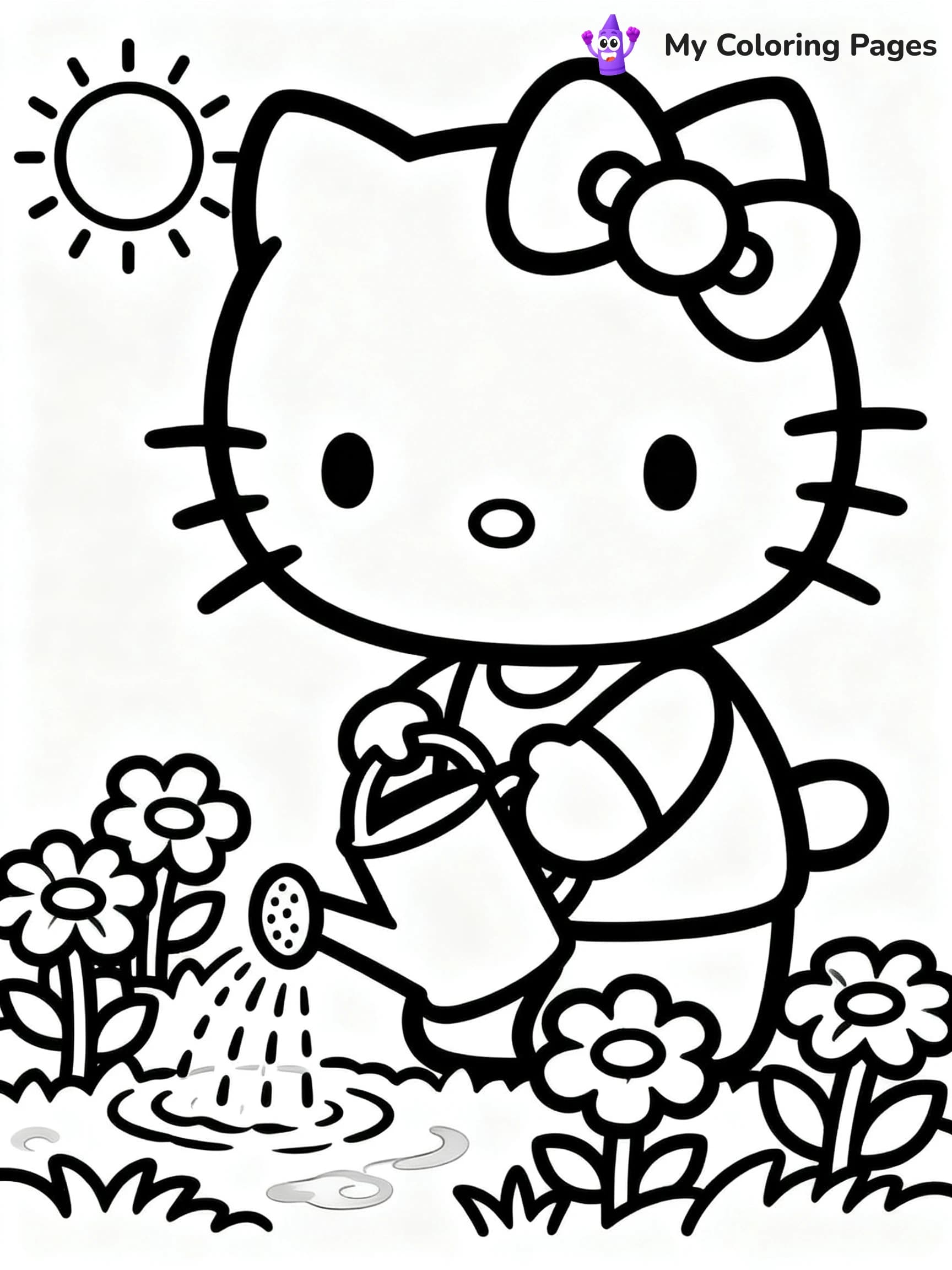 Hello Kitty Flower Coloring Pages - 6