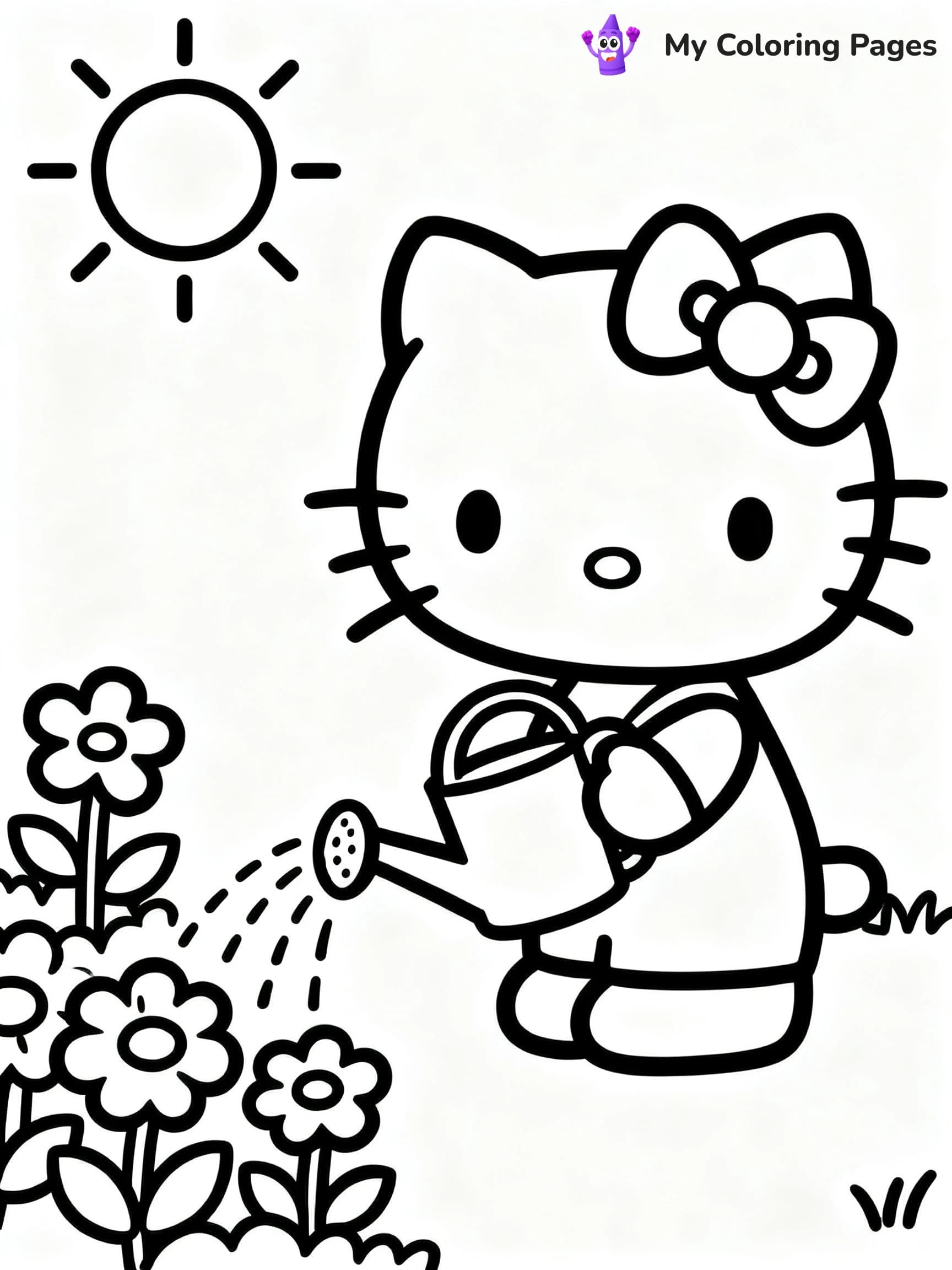 Hello Kitty Flower Coloring Pages - 3