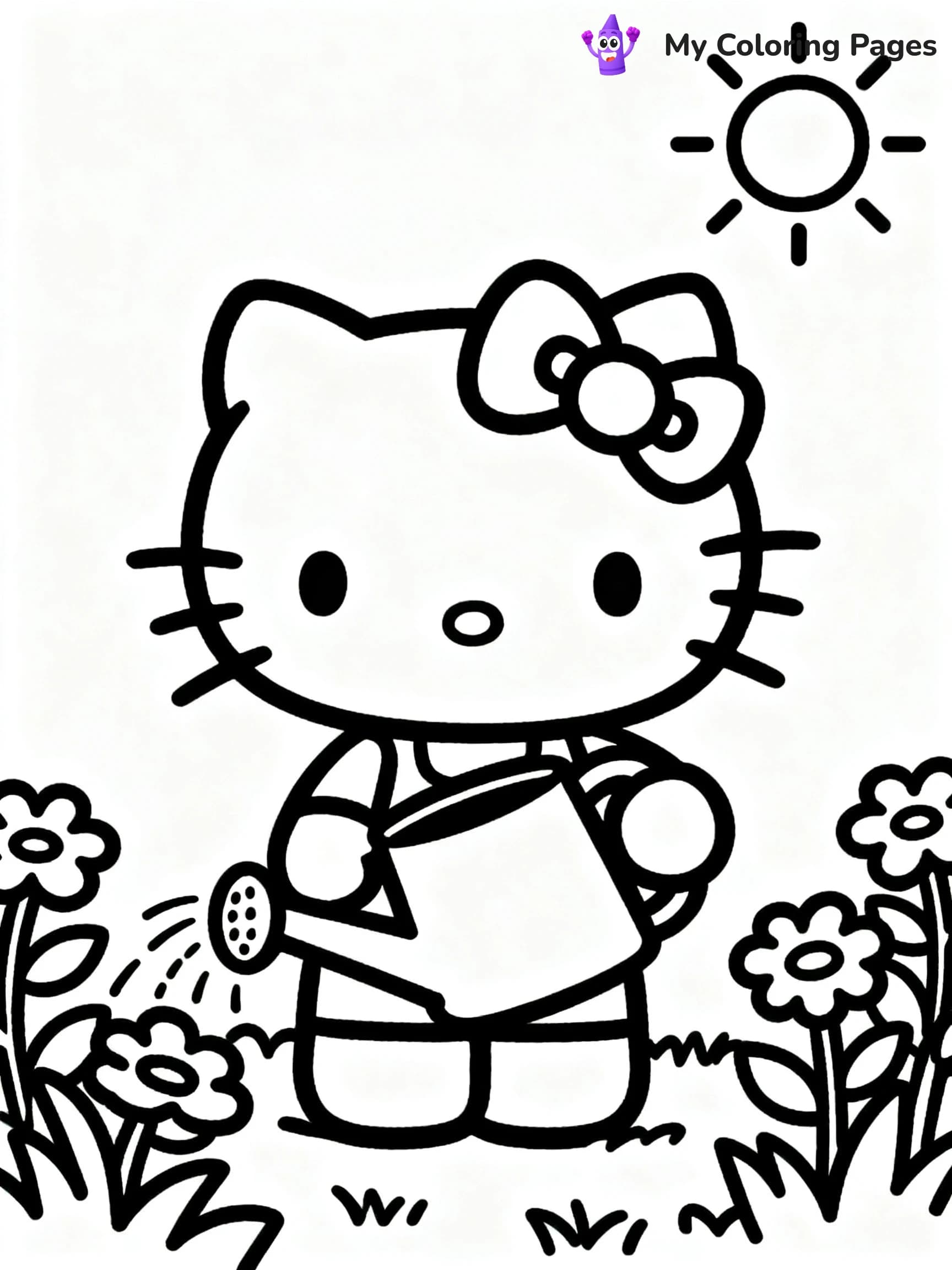 Hello Kitty Flower Coloring Pages - 2