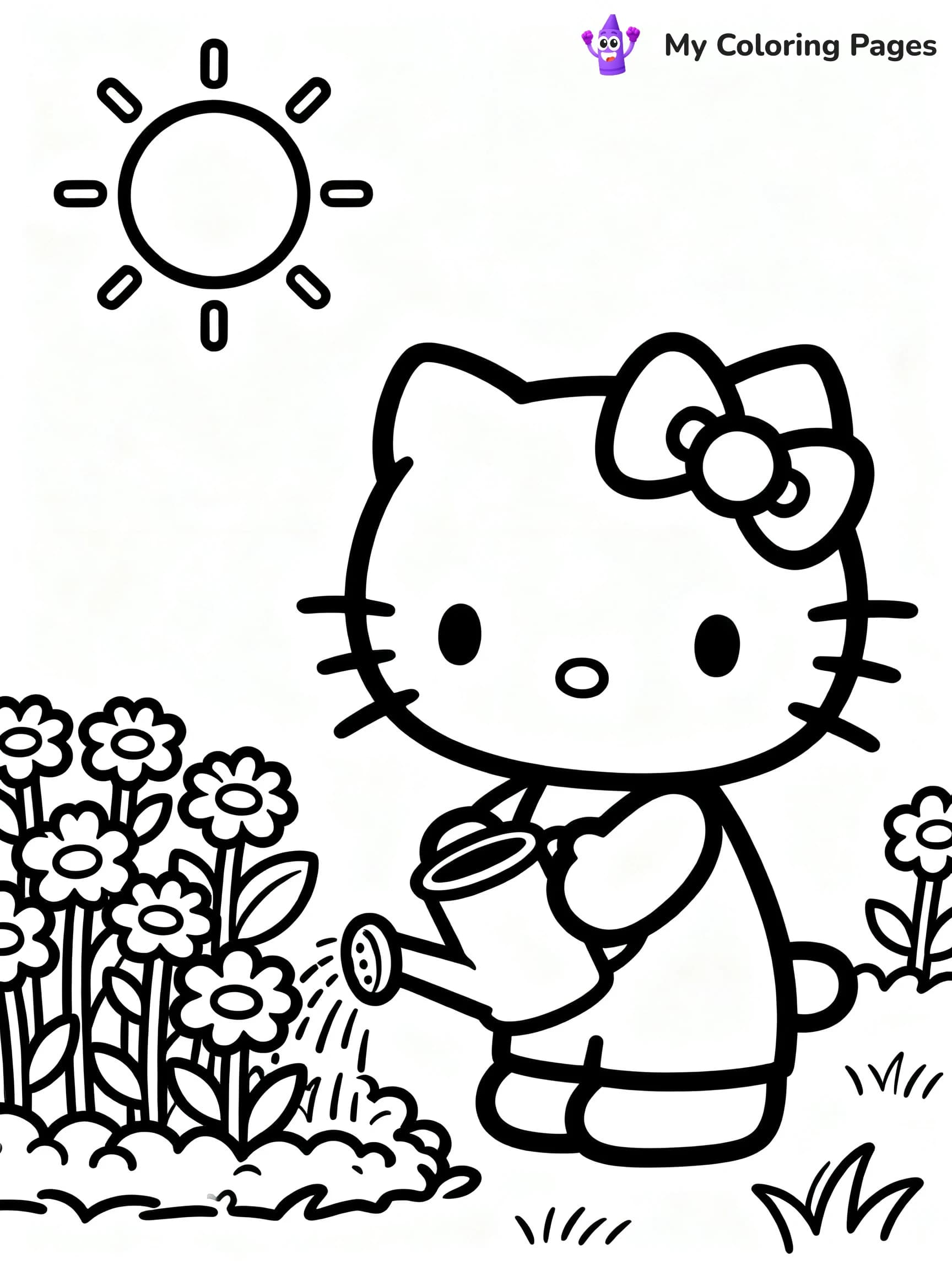 Hello Kitty Flower Coloring Pages - 1